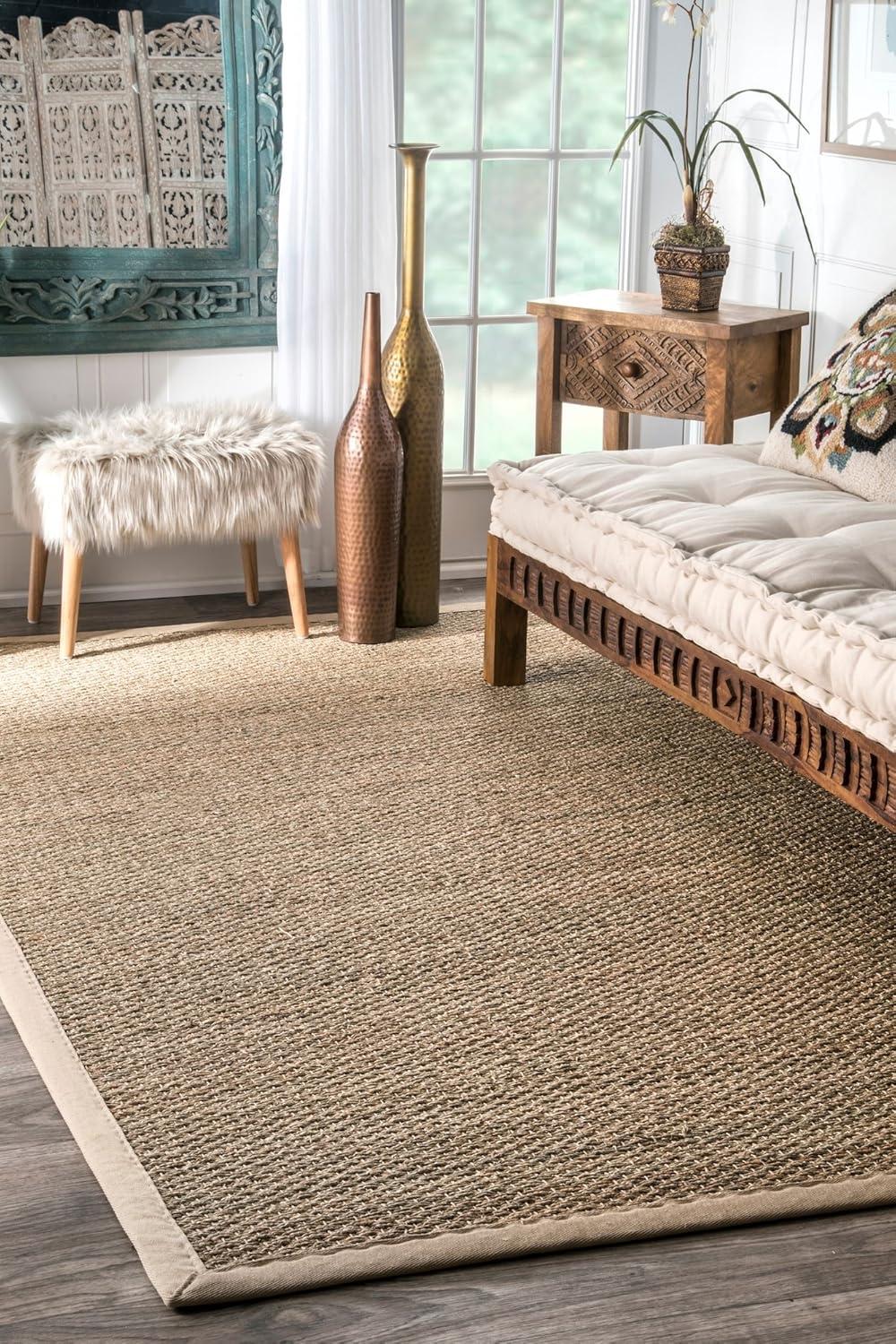 nuLOOM Elijah Farmhouse Seagrass Area Rug, 8' x 8', Square, Elijah Beige