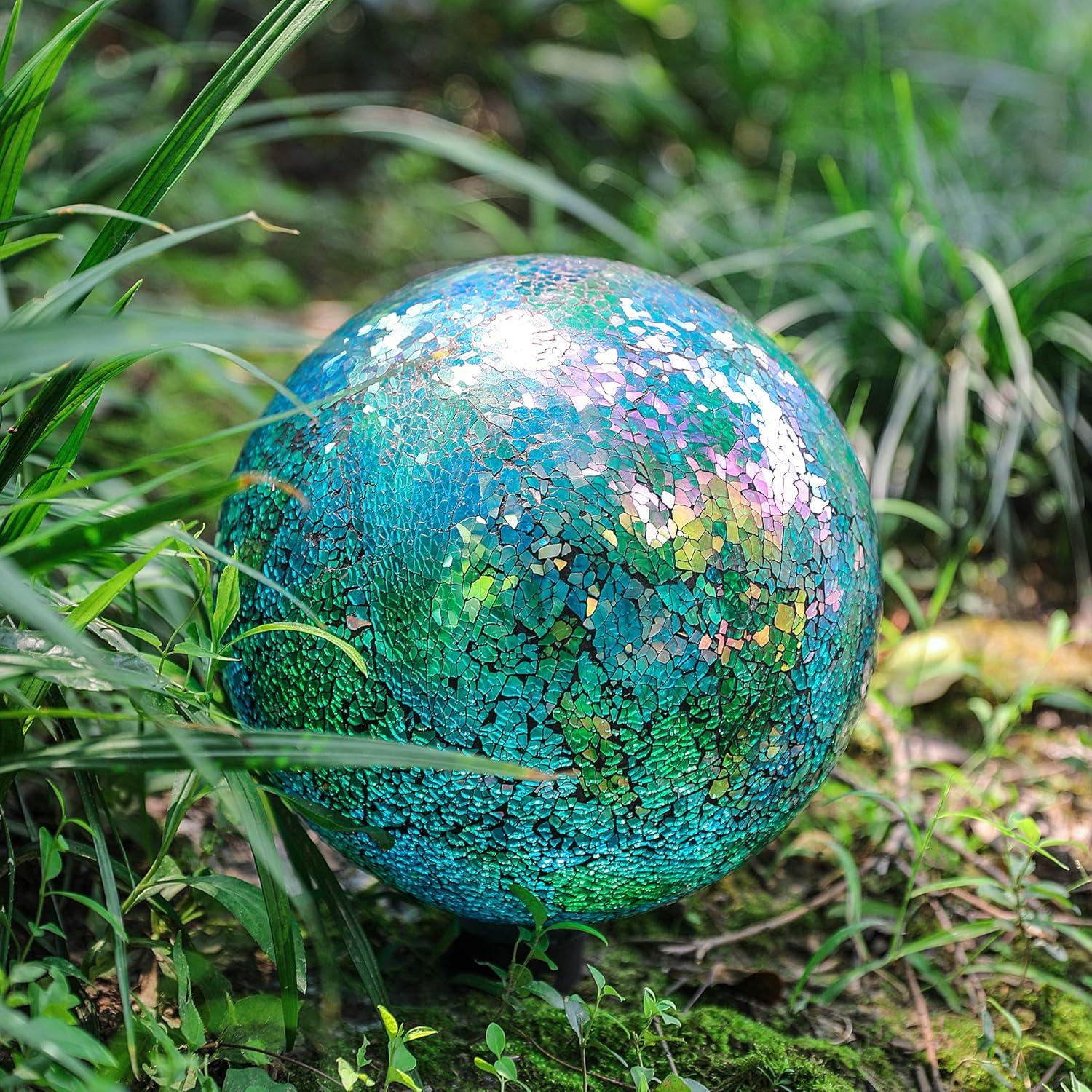 Whole Housewares | 10 Inch Mosaic Colorful Gazing Balliridescent Crackled Glass