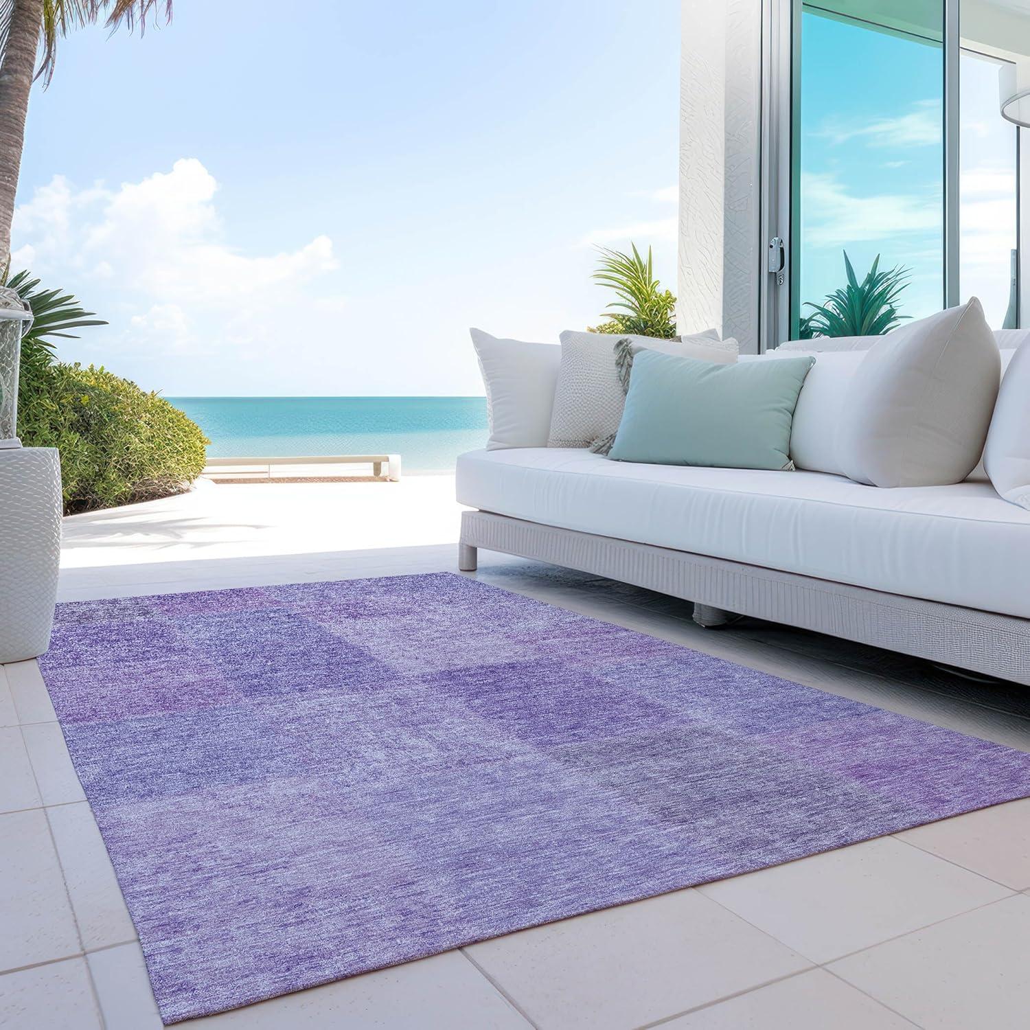 Lavender Patchwork Machine Washable Indoor Outdoor Rug 2'6" x 3'10"