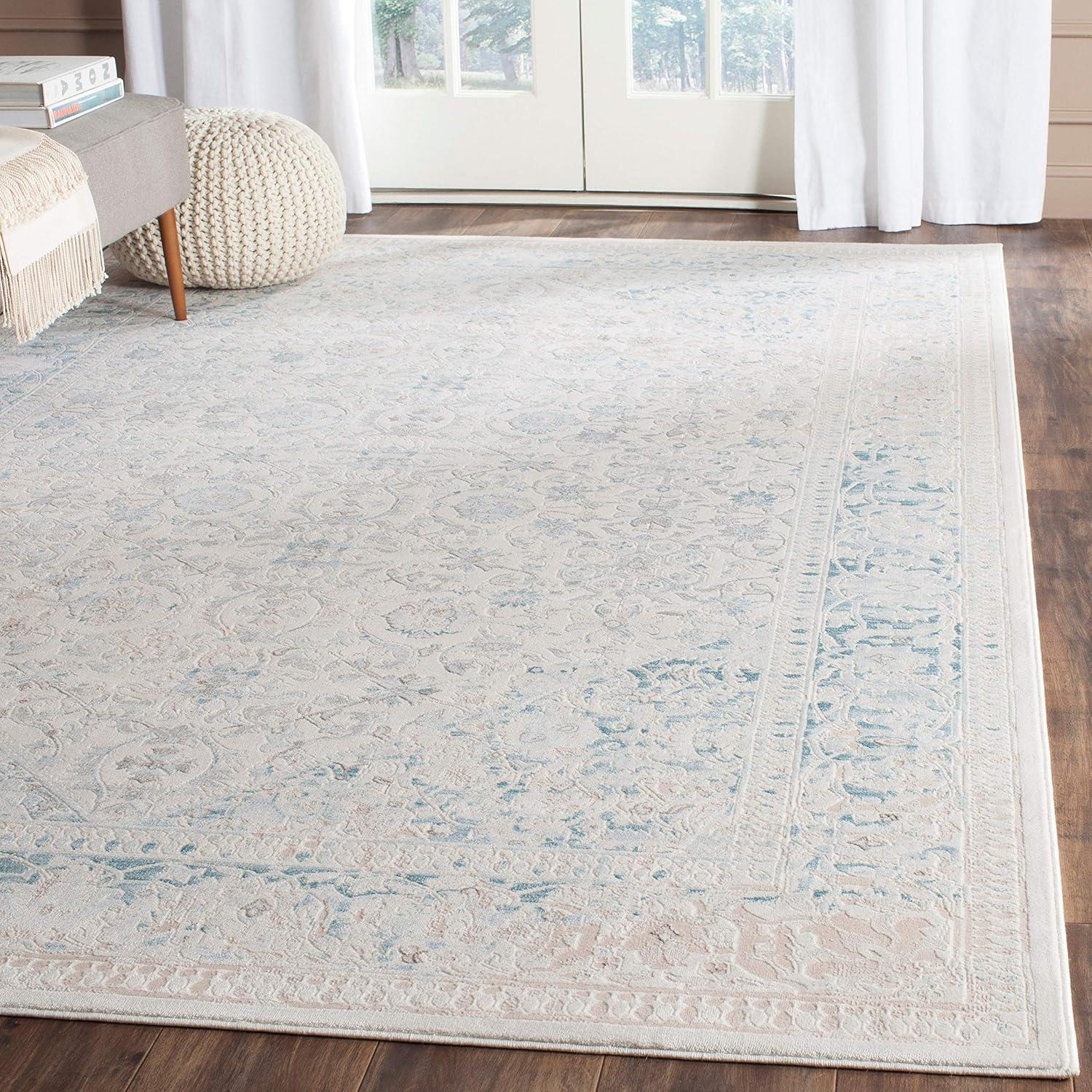 SAFAVIEH Passion Collection Area Rug - 8' x 11', Turquoise & Ivory, Vintage Distressed Design, Non-Shedding & Easy Care, Ideal for High Traffic Areas in Living Room, Bedroom (PAS405B)