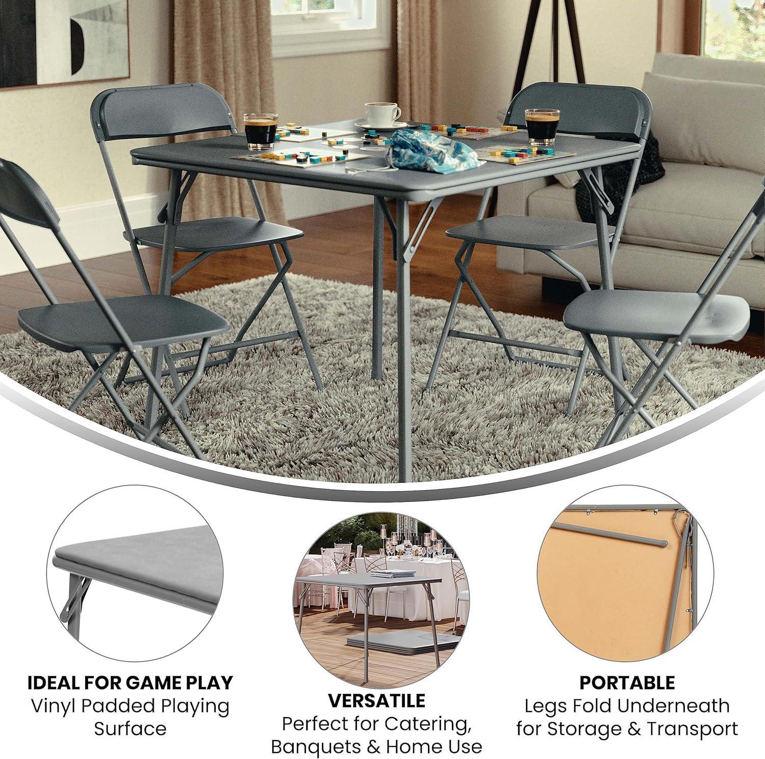 Folding Card Table - Lightweight Portable Folding Table with Collapsible Legs