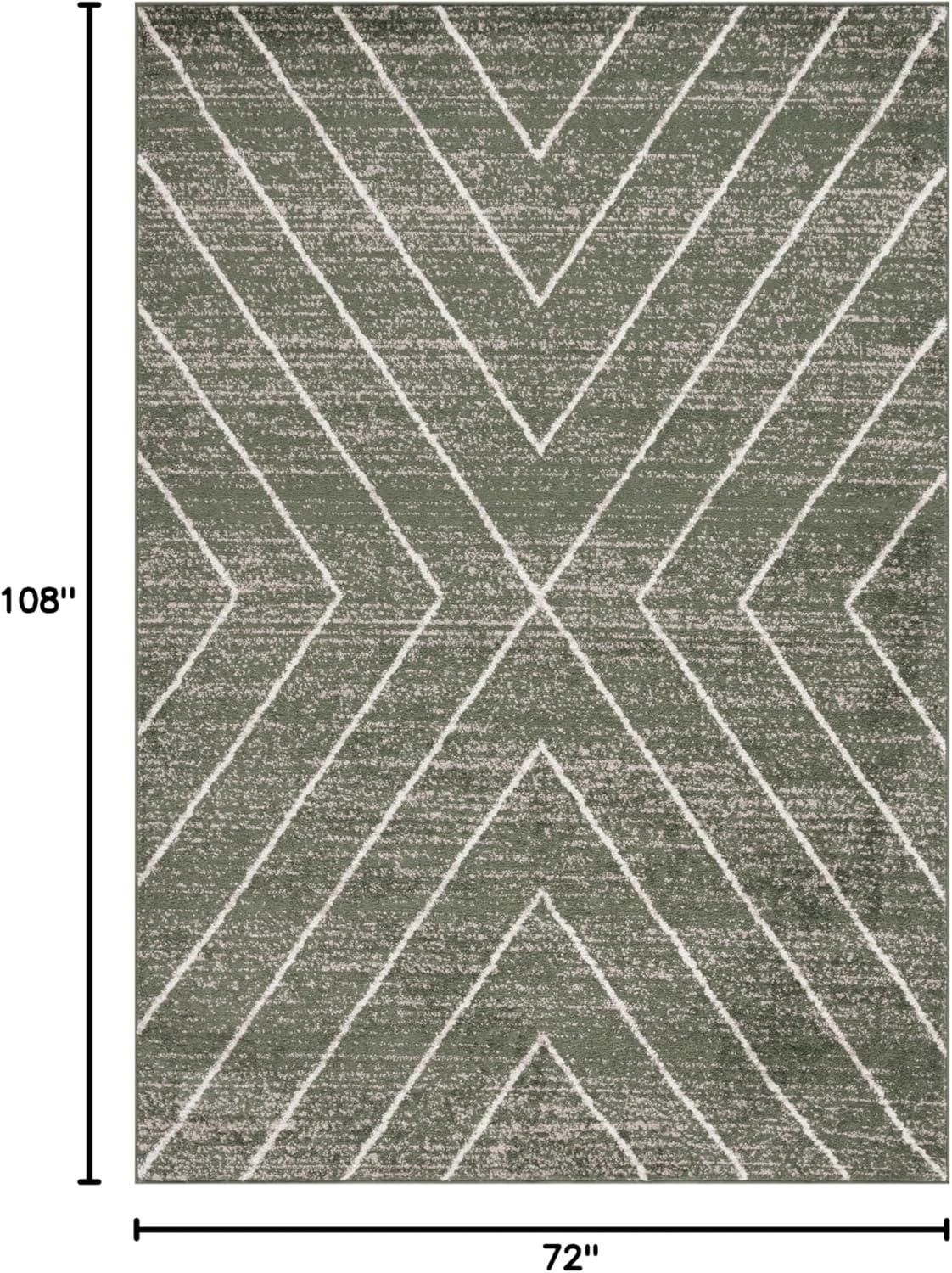 SAFAVIEH Adirondack Evonne Geometric Area Rug, Dark Green/Ivory, 6' x 9'