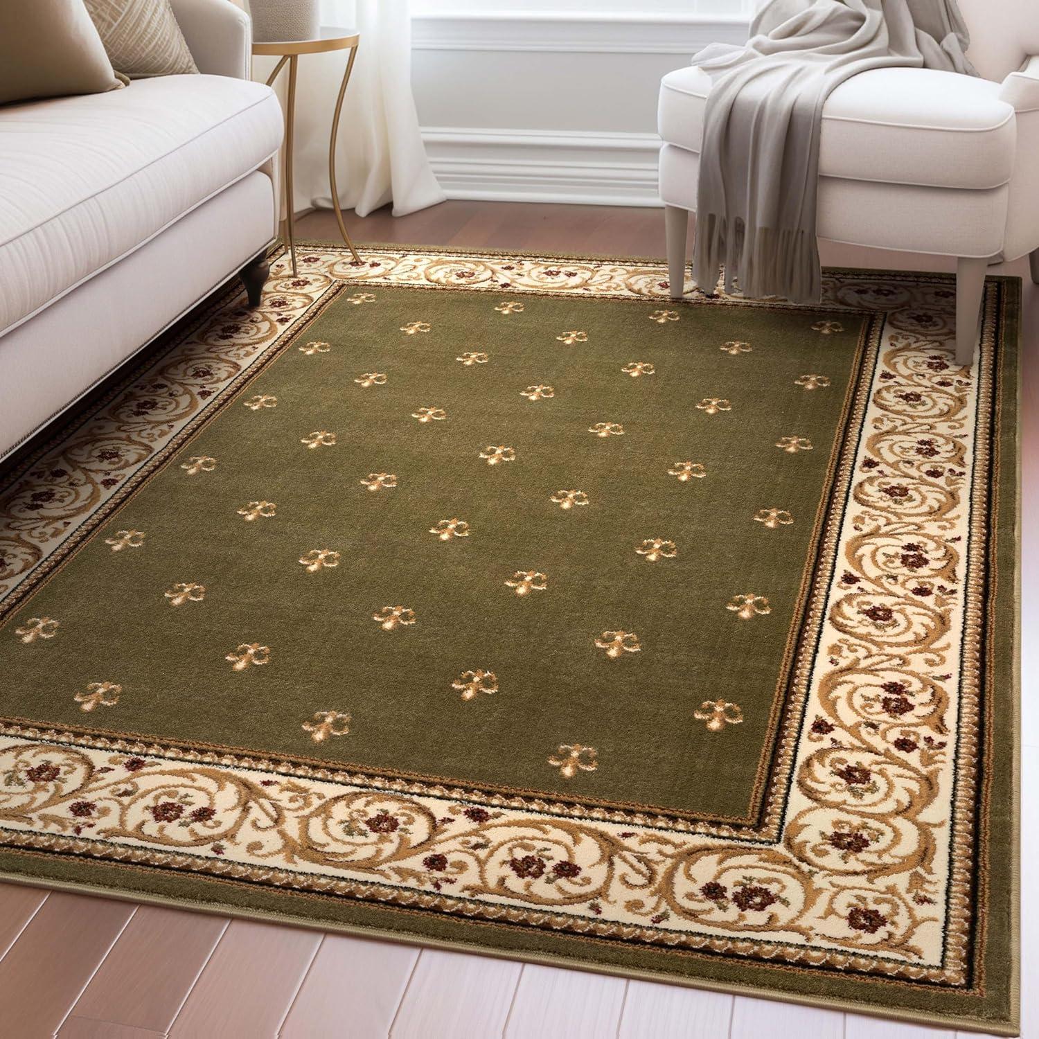 Well Woven Barclay Collection Fleur de Lis Light Blue 7'10" x 9'10" Area Rug - for Living Room, Bedroom, and Dining Room