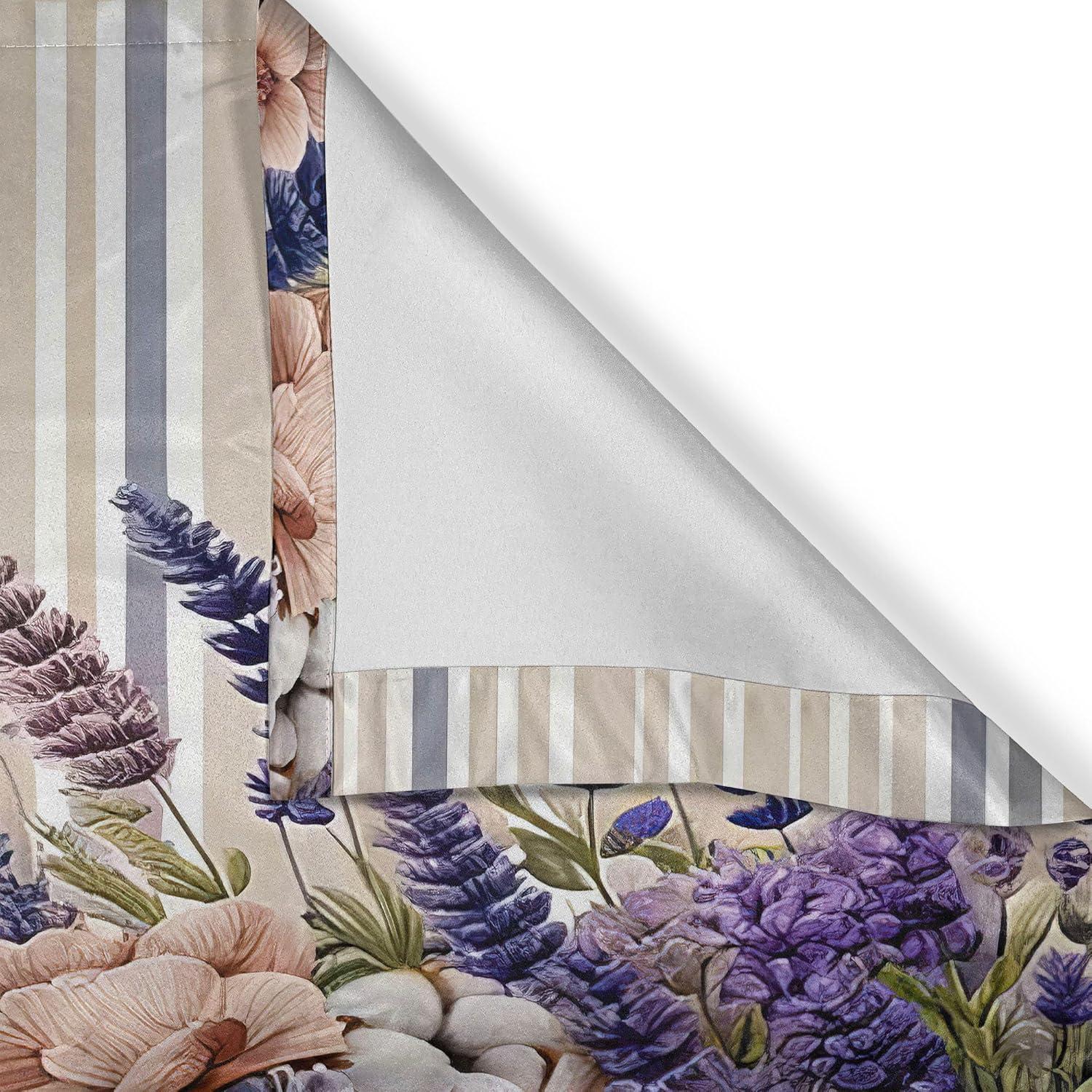Ambesonne Ambesonne Lavenders Valance Pack of 2 Modern Vertical Stripes Pale Mauve Dark Indigo