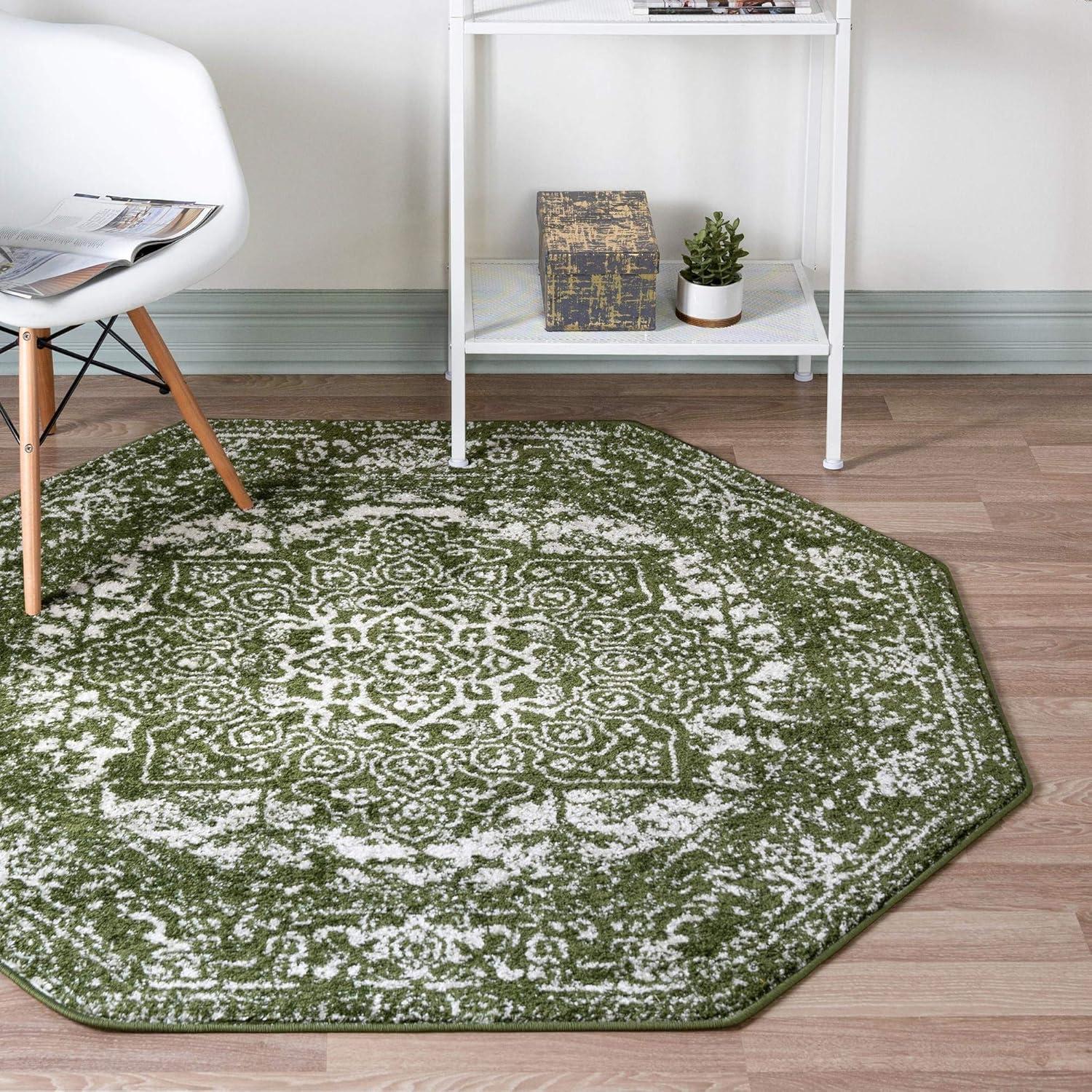 Unique Loom Richmond Collection Area Rug - Medallion (5' 3" Octagon Aqua/Ivory)