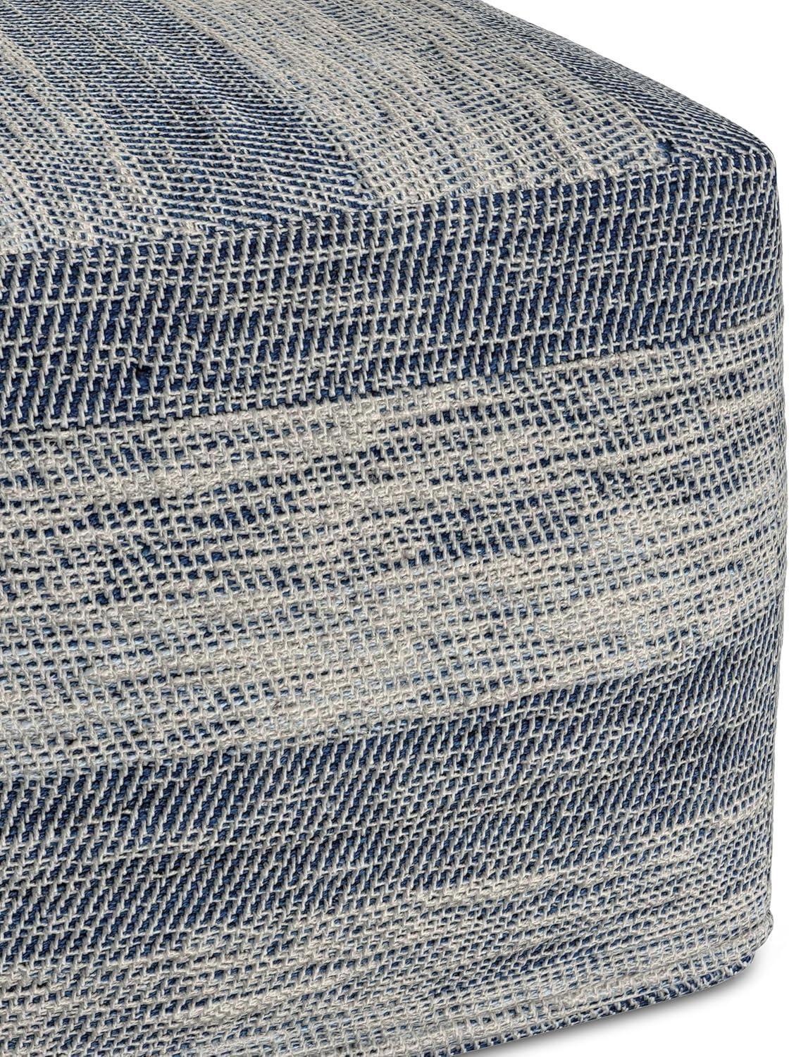 Simpli Home Clay 18"W Upholstered Cotton Square Pouf