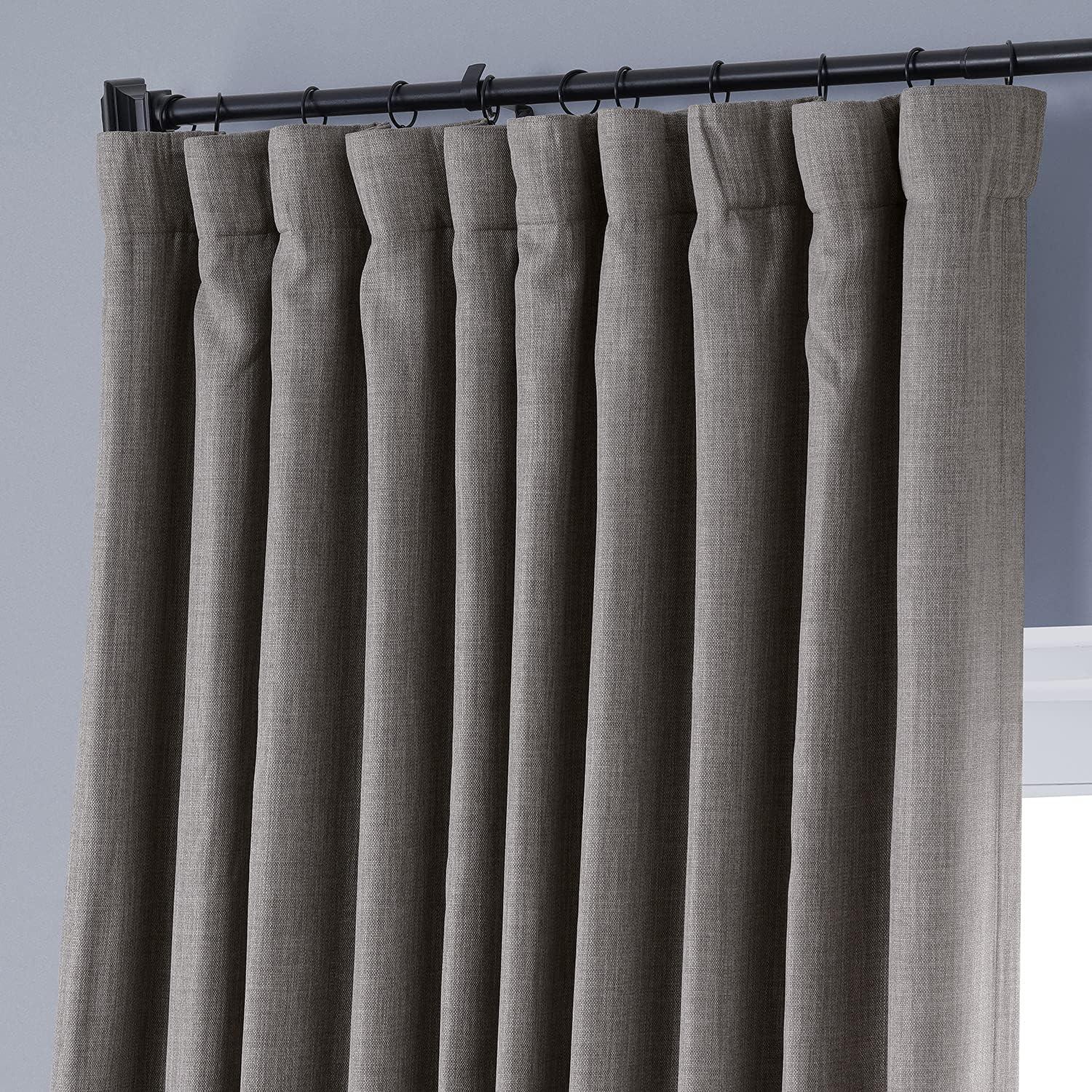 Mink Faux Linen Blackout Curtains 100"W x 120"L