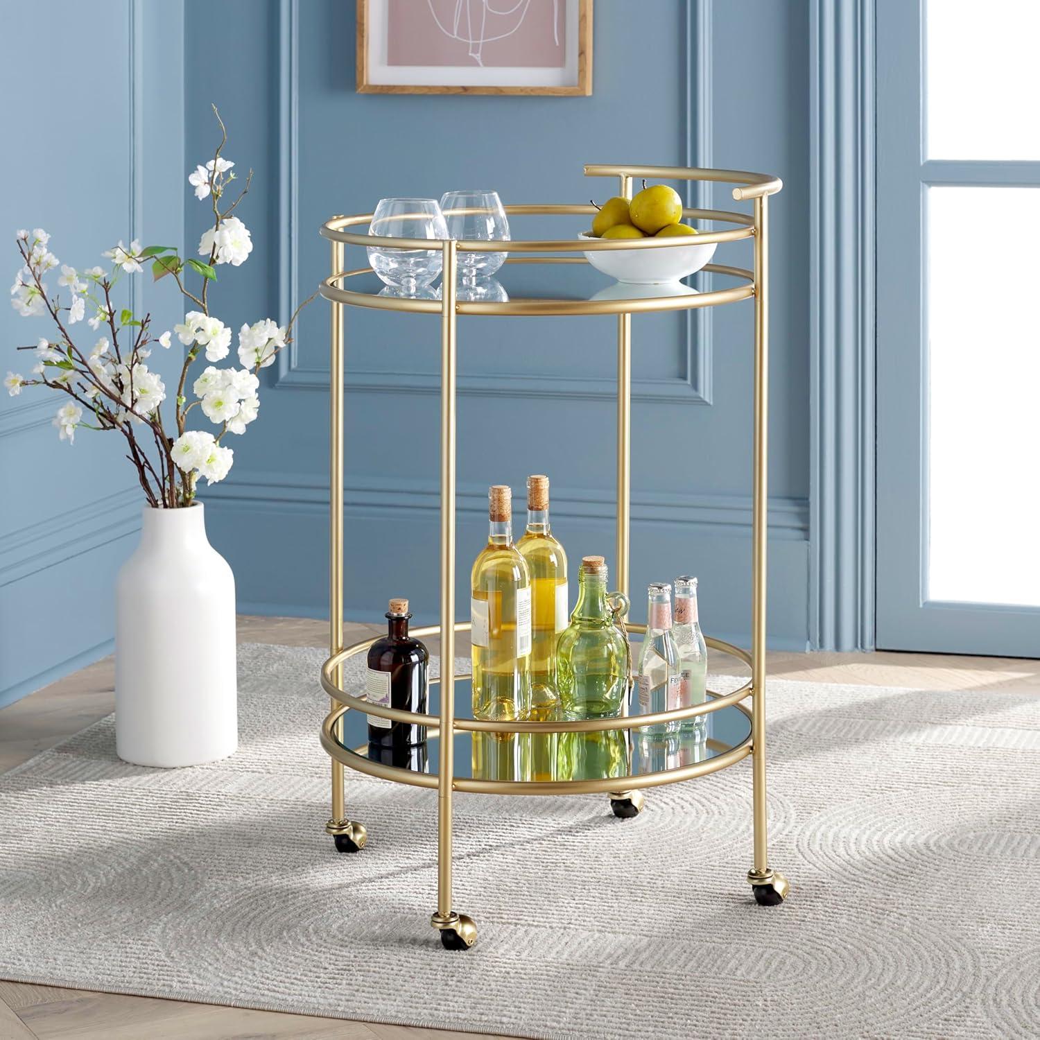 Ida 2 Tier Bar Cart - Gold/Mirror - Safavieh