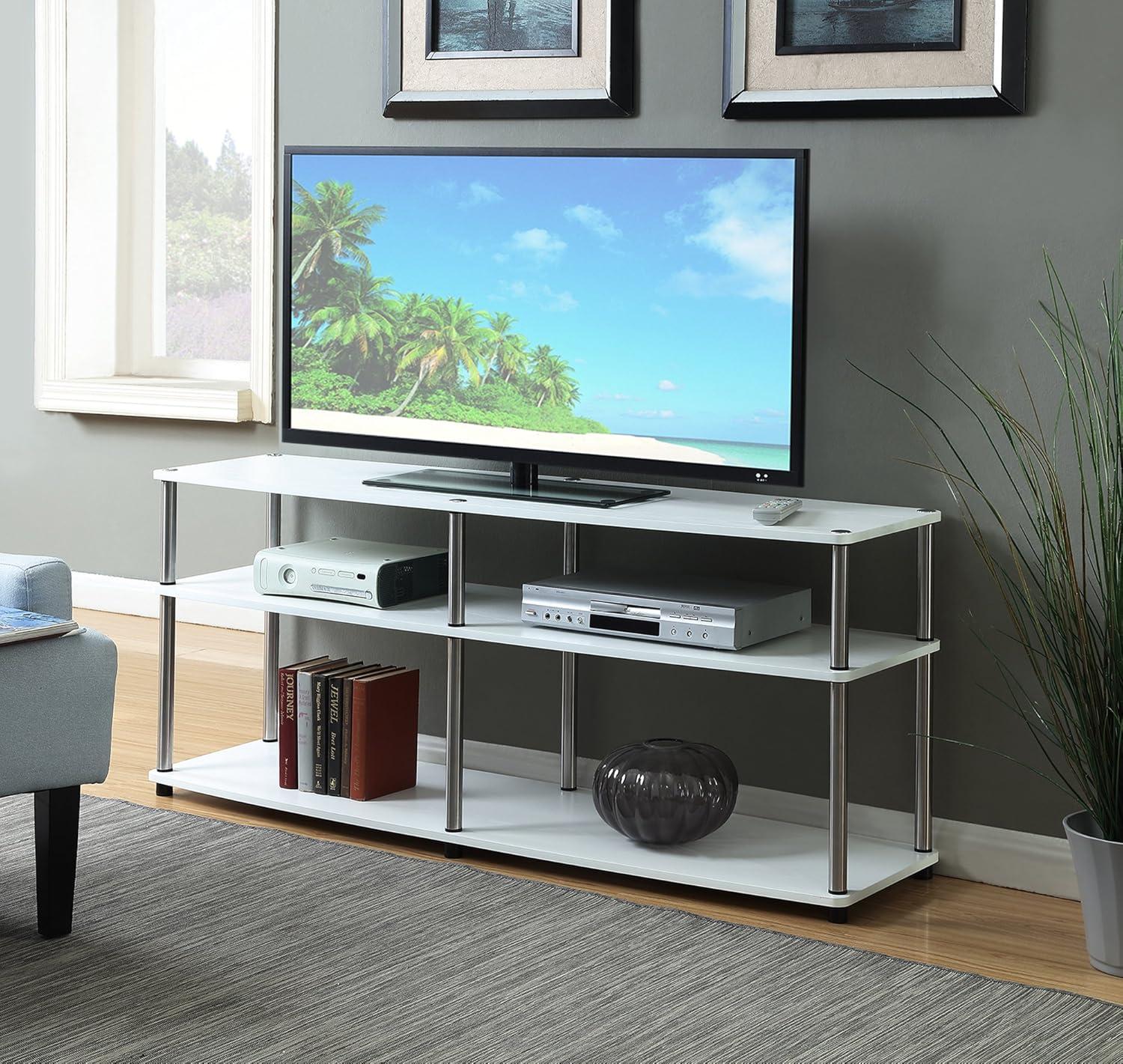 Convenience Concepts Designs2Go No Tools 3 Tier Wide TV Stand for TVs up to 65 Inches, White