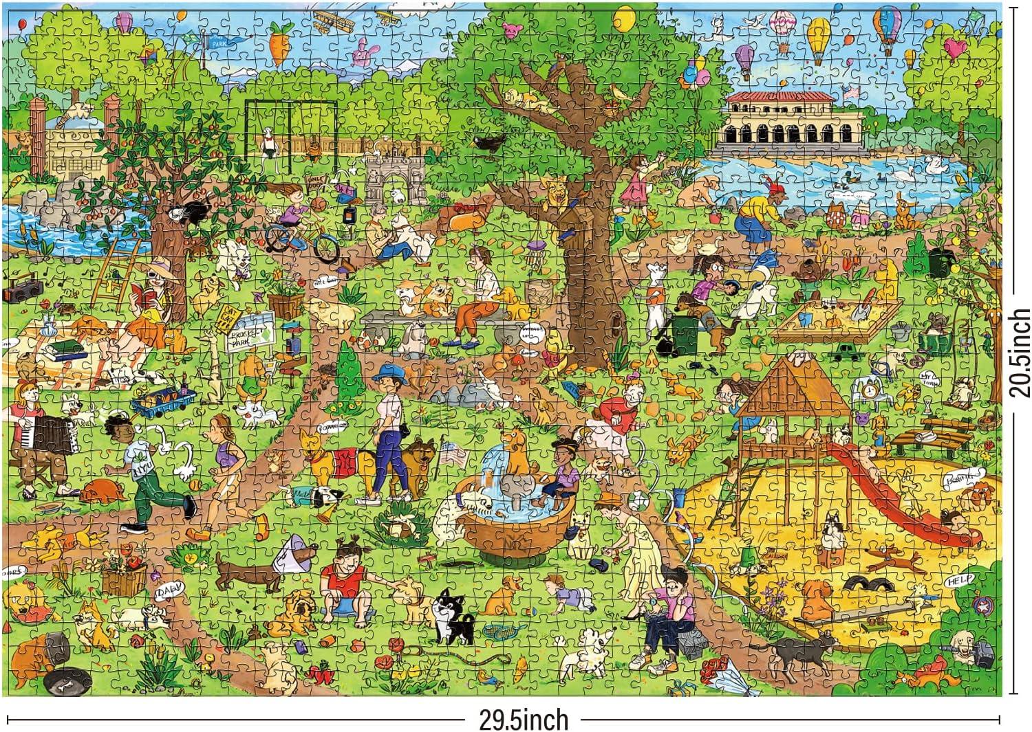 Dog Park 1000 Piece Jigsaw Puzzle with Matte Finish