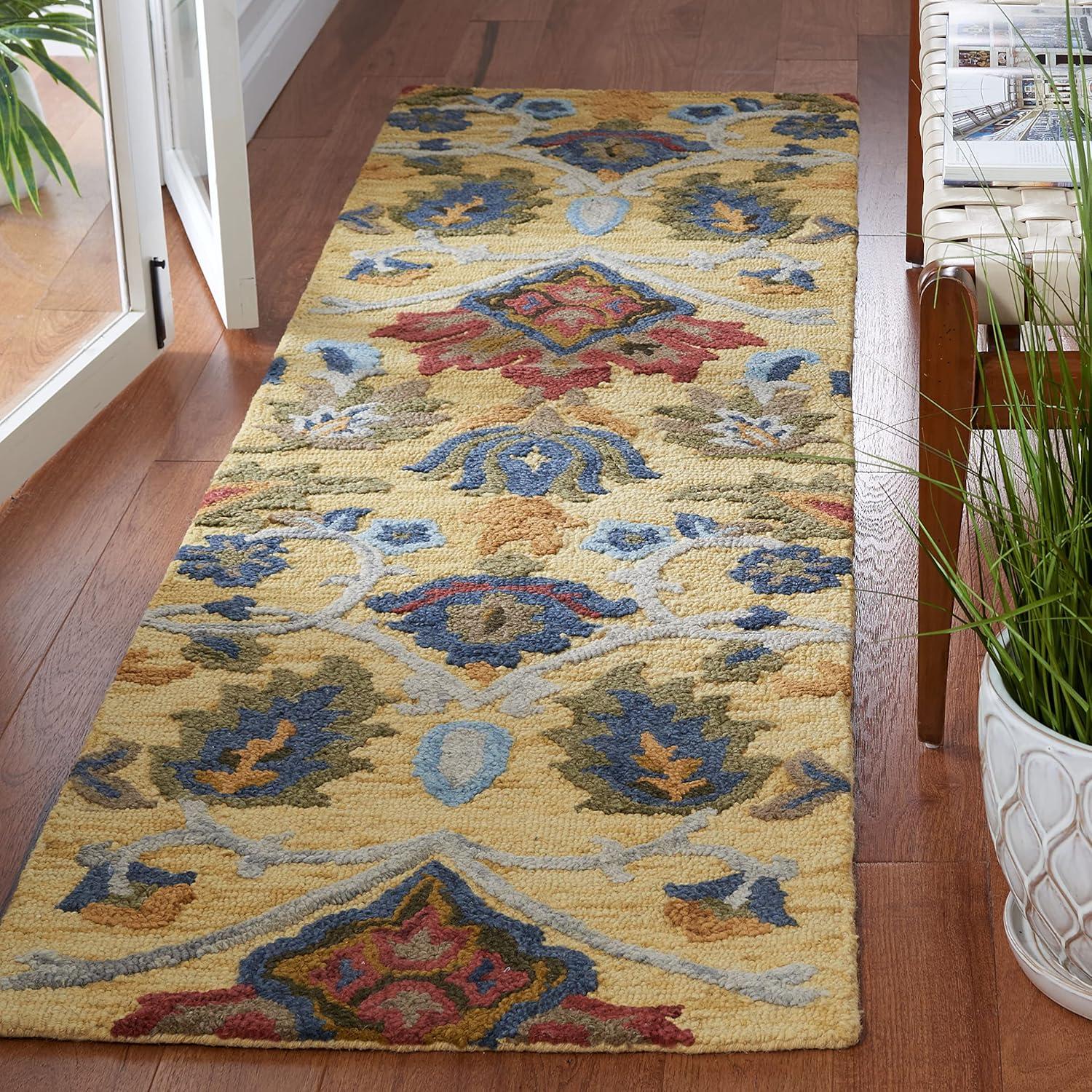 Blossom BLM402 Hand Tufted Runner Rug - Gold/Multi - 2'3"x12' - Safavieh.