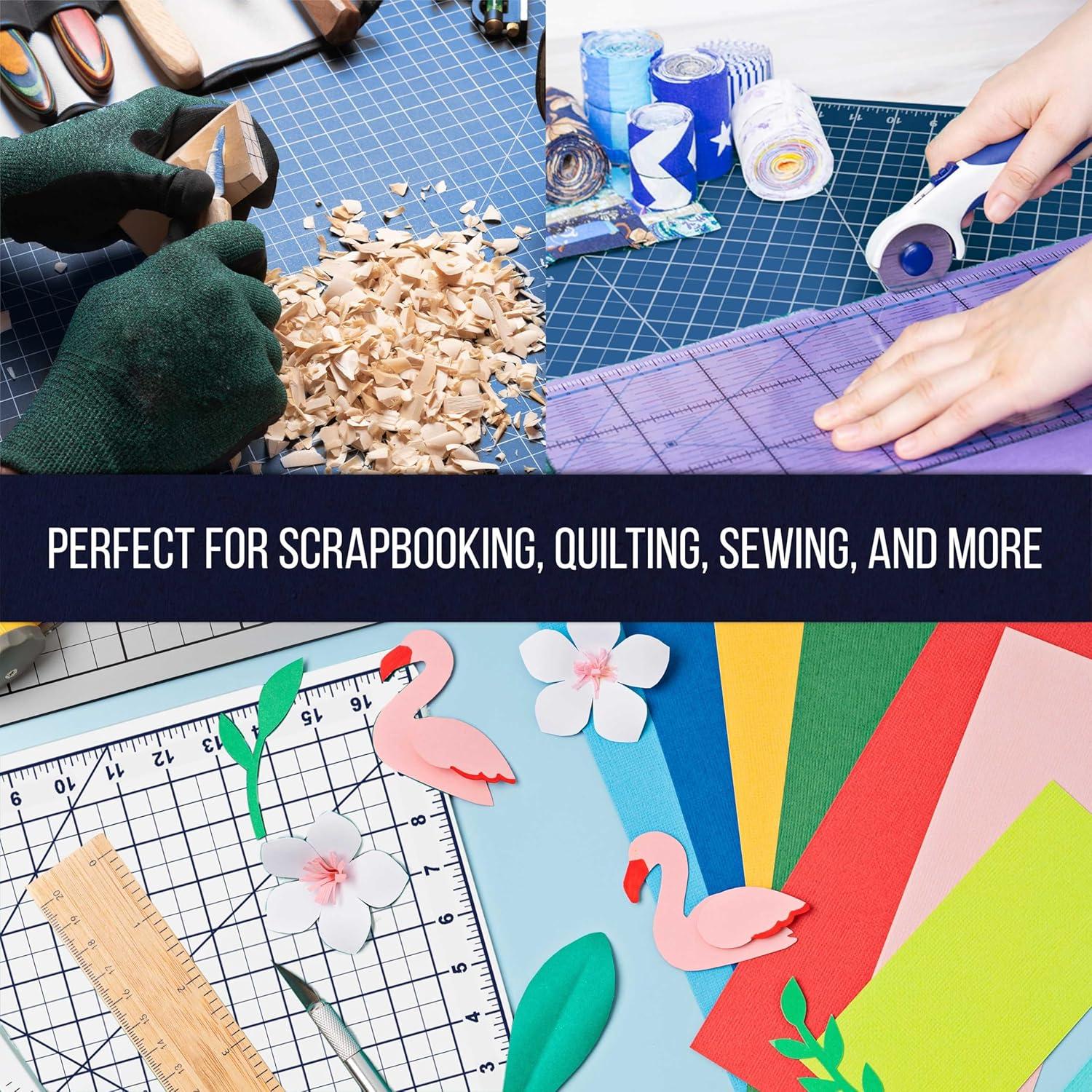 U.S. Art Supply 2 Pack of 9" x 12" White/Blue Professional Self Healing 5-6 Layer Double Sided Durable Non-Slip PVC Cutting Mat