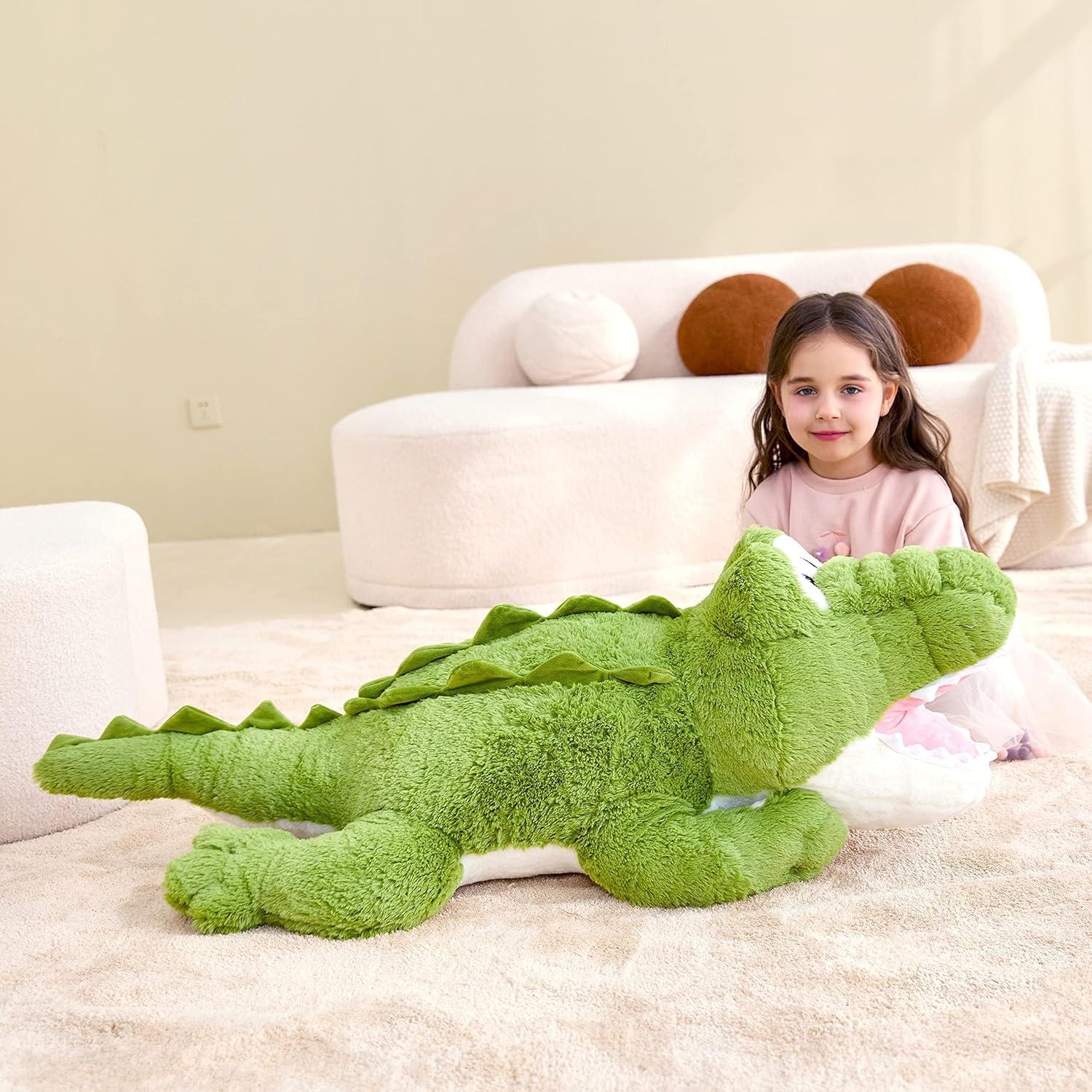 IKASA Giant Crocodile Stuffed Animal Plush Toy,Large Jumbo Alligator 30" Green Huge Cute Soft Toys,Big Size Plushy Fluffy Fat Oversized Plushie,Gifts for Kids Girls Boys Girlfriend Children