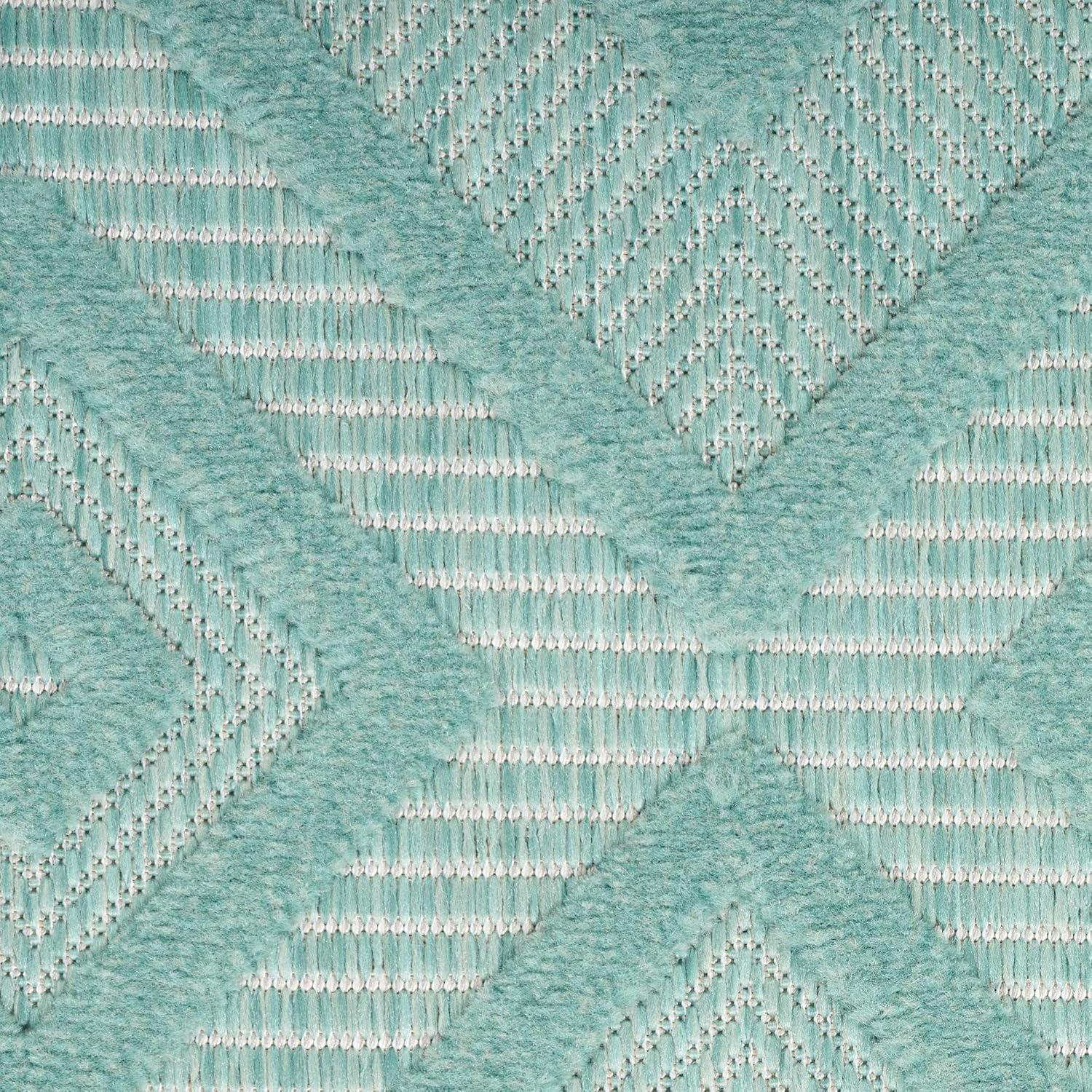 Nourison Versatile Diamond Geometric Flatweave Indoor Outdoor Area Rug Aqua/Teal 4' x 6'