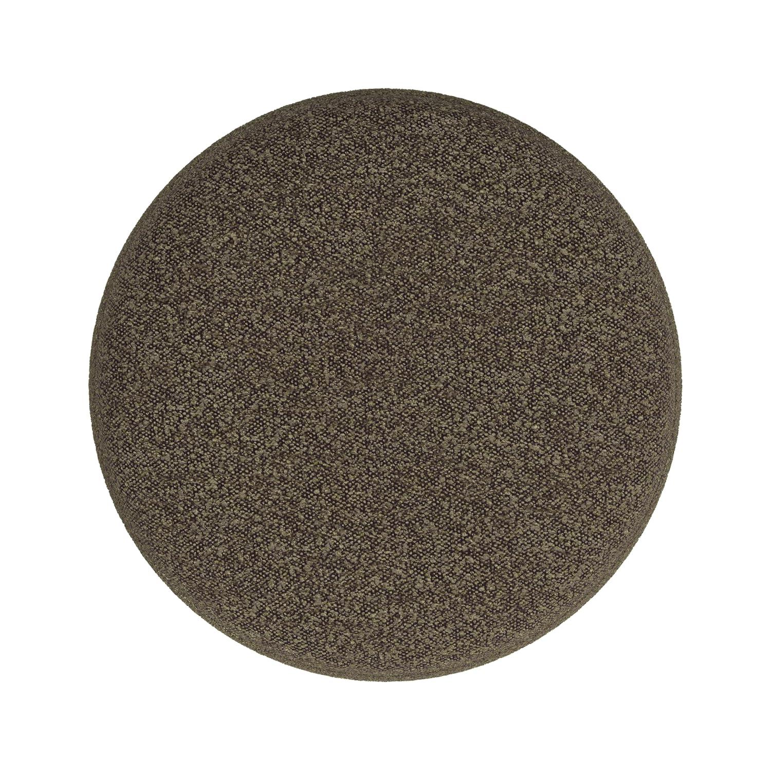 HomePop Upholstered Round Ottoman Home Décor|Foot Rest Ottoman - Dark Brown Boucle