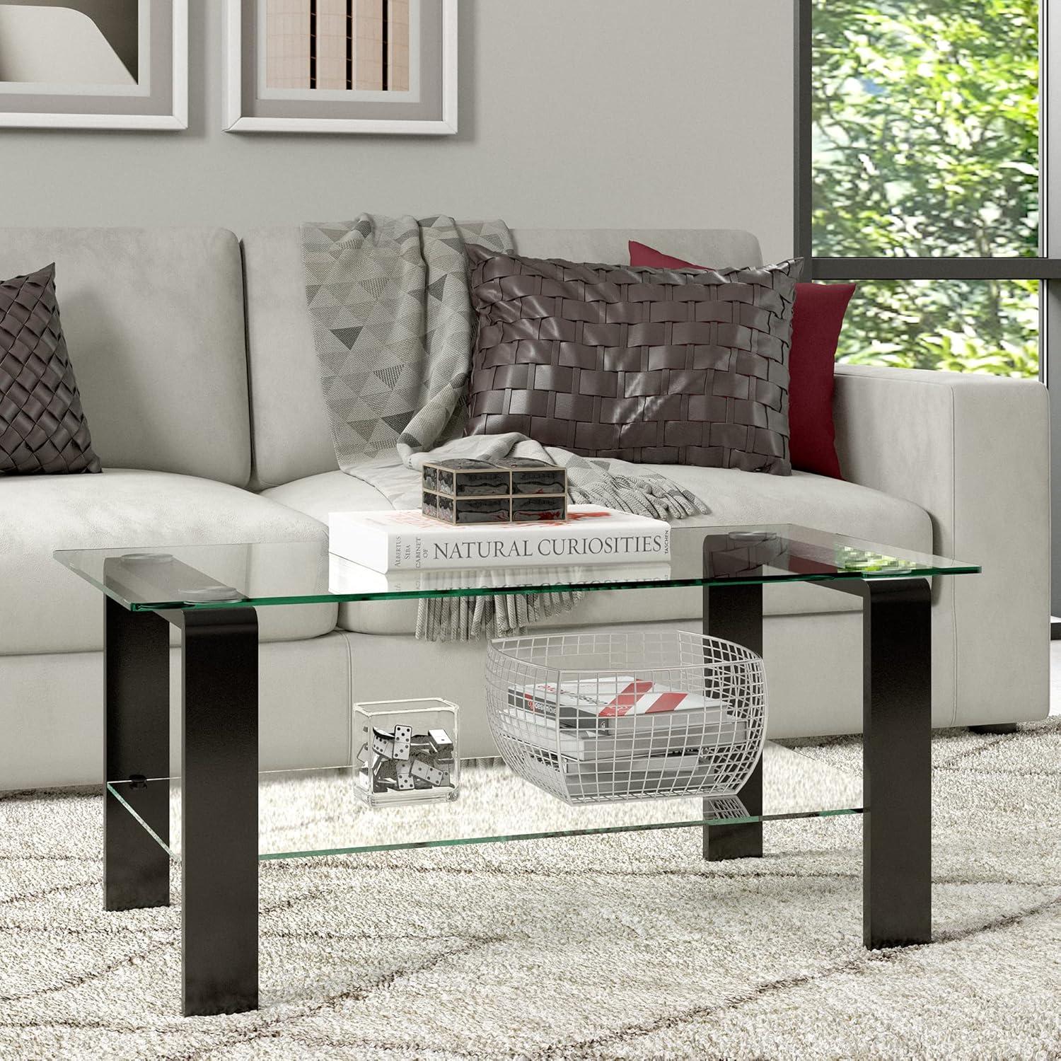 Evelyn&Zoe Asta 40" Wide Rectangular Coffee Table, Nickel