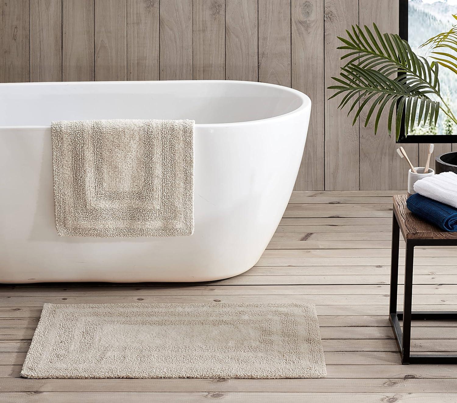 Eddie Bauer Logan Parchment Cotton Tufted Bath Rug Set