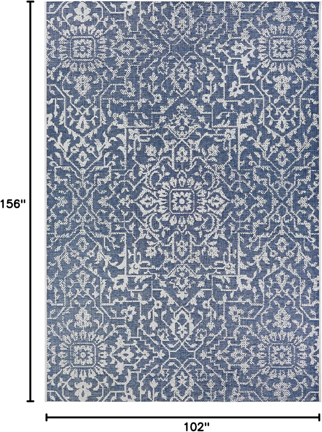 Couristan Monte Carlo Palmette Indoor/Outdoor Area Rug, 8'6" x 13', Navy-Ivory