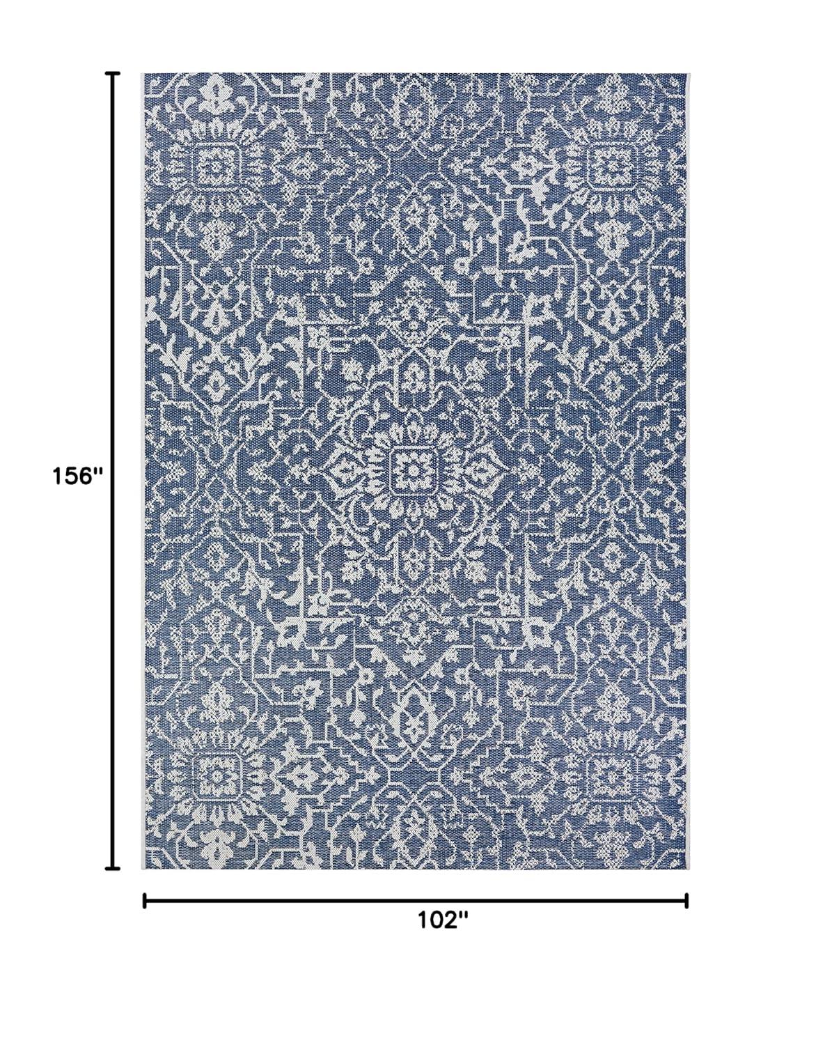 Couristan Monte Carlo Palmette Indoor/Outdoor Area Rug, 8'6" x 13', Navy-Ivory