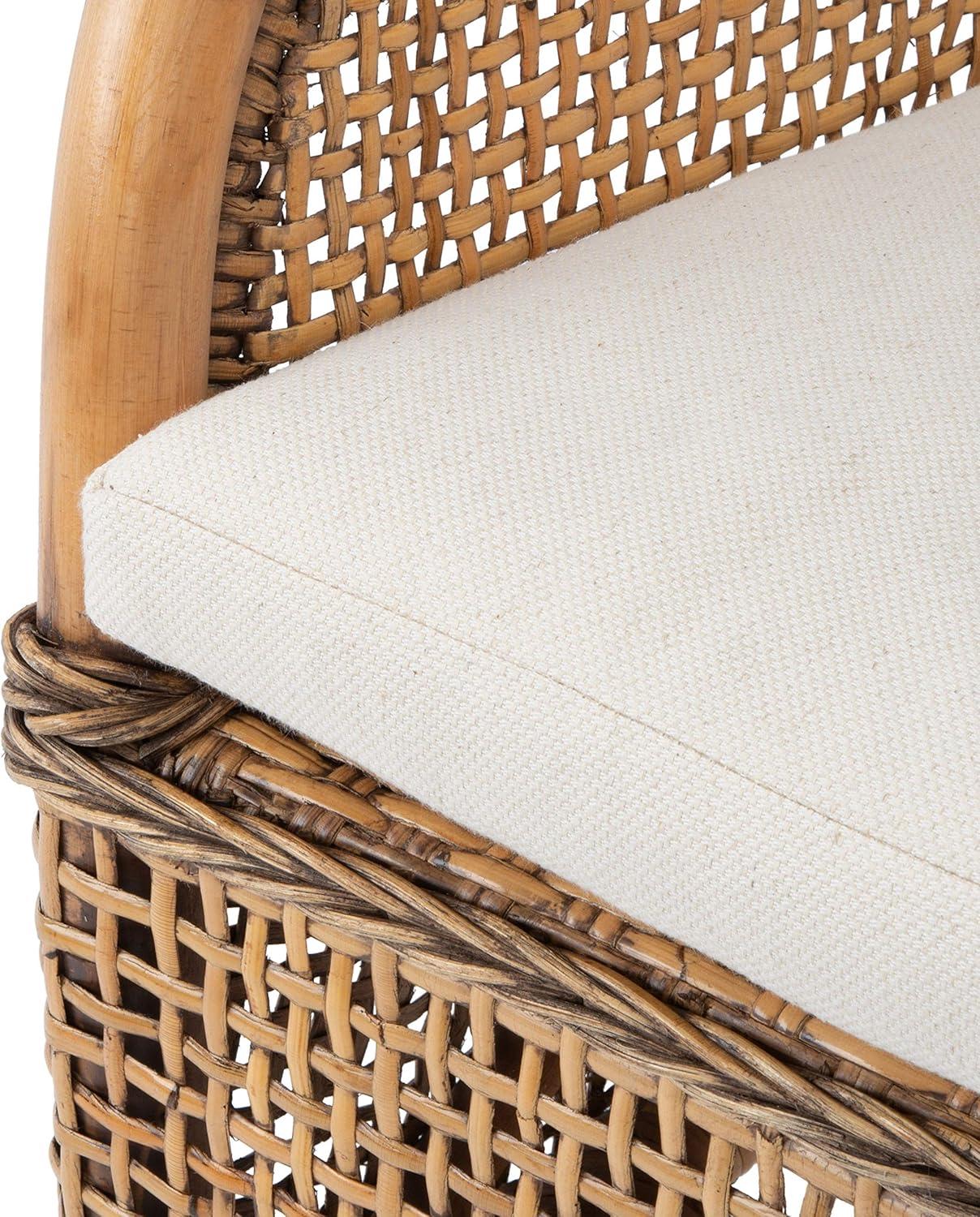 Charlie Rattan Accent Chair W/ Cushion - ACH6514 - White/Honey Brown Wash - Safavieh