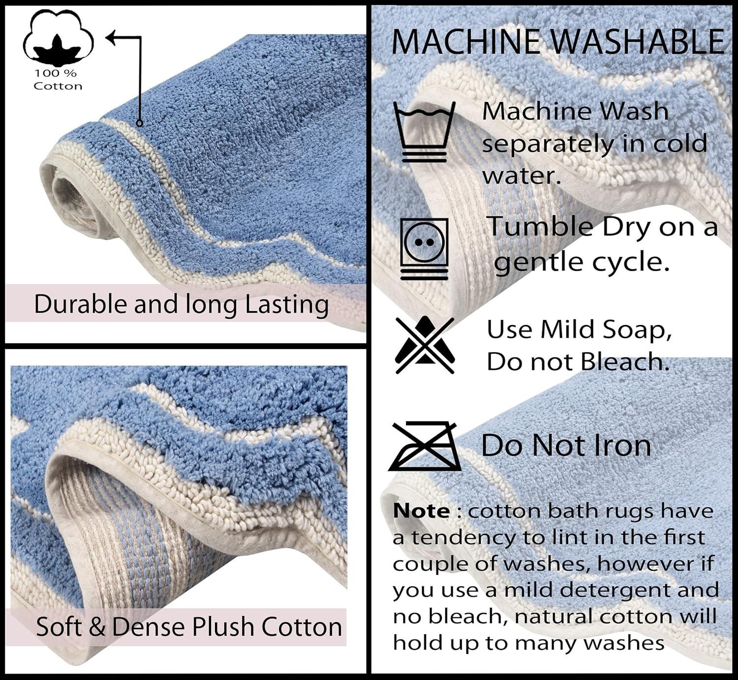 Home Weavers Inc Home Weavers Allure Collection Absorbent Cotton, Machine Washable and Dry Bath Rugs Blue 21"x34"