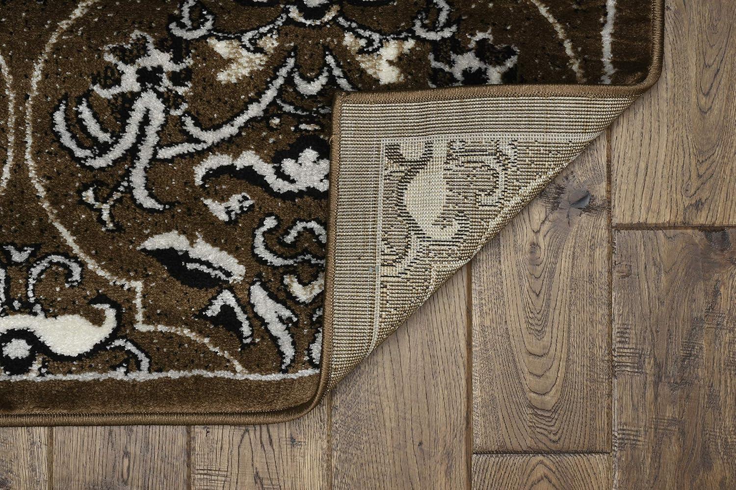 Linon Elegance England Power Loomed Polypropylene 8'x10' Rug in Brown
