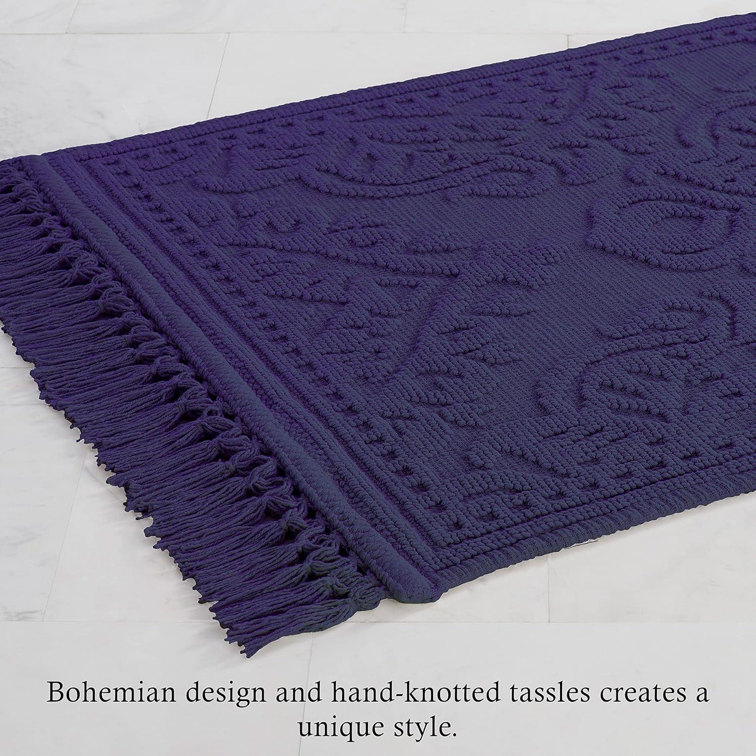 Jean Pierre Ricardo Cotton Fringe 2-Piece Bath Rug Set, Indigo
