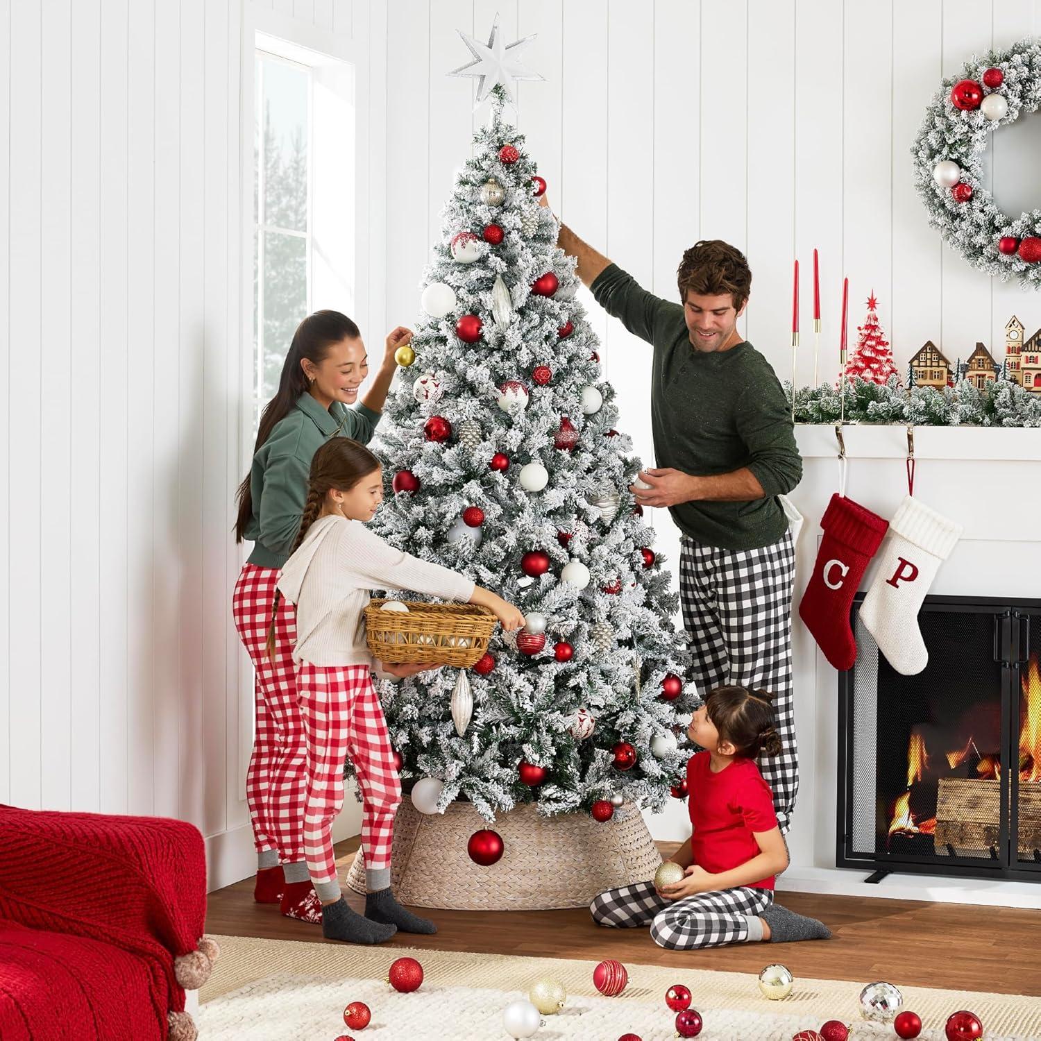 Best Choice Products 4.5ft Snow Flocked Christmas Tree, Premium Holiday Pine Branches, Foldable Metal Base