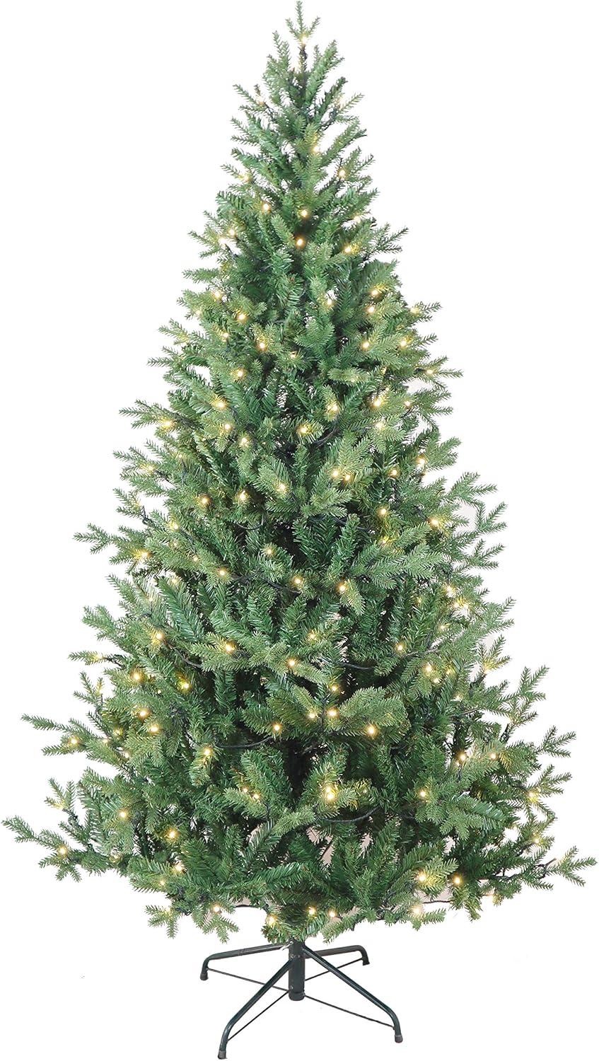 6-Foot Green Pine Christmas Tree with Warm White LED Lights