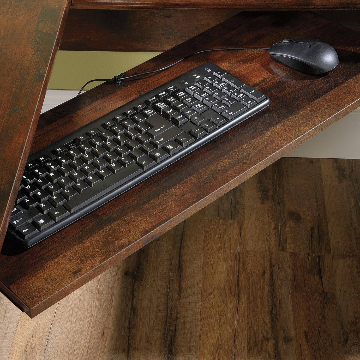 Curado Cherry L-Shaped Wood Corner Computer Desk with Drawers