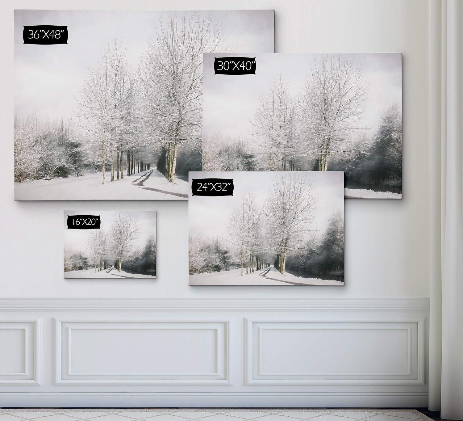 Winter Forest Scene Gallery Wrapped Canvas Wall Art, 30x40