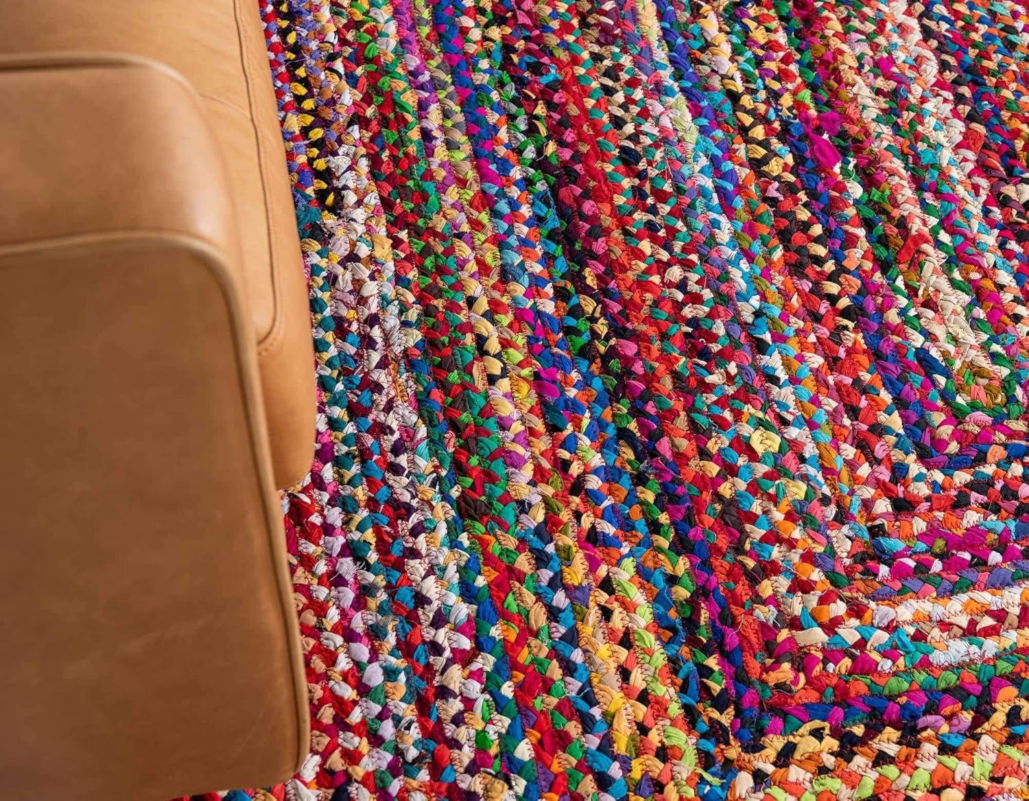 Unique Loom Braided Chindi Collection Area Rug - Layer (8'  x 11' Rectangle Multi/Blue)