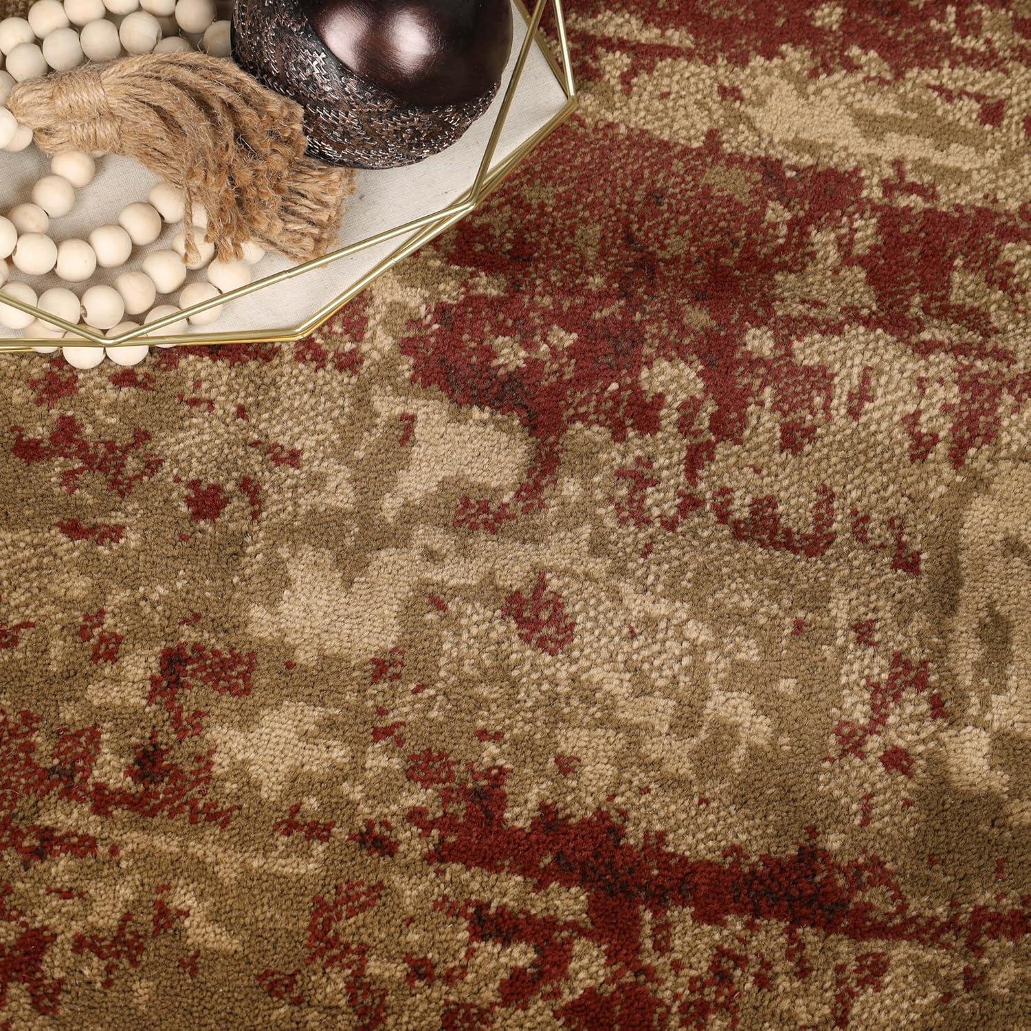 Superior Afton Acid Wash Modern Indoor Area Rug, Auburn, 4' x 6'