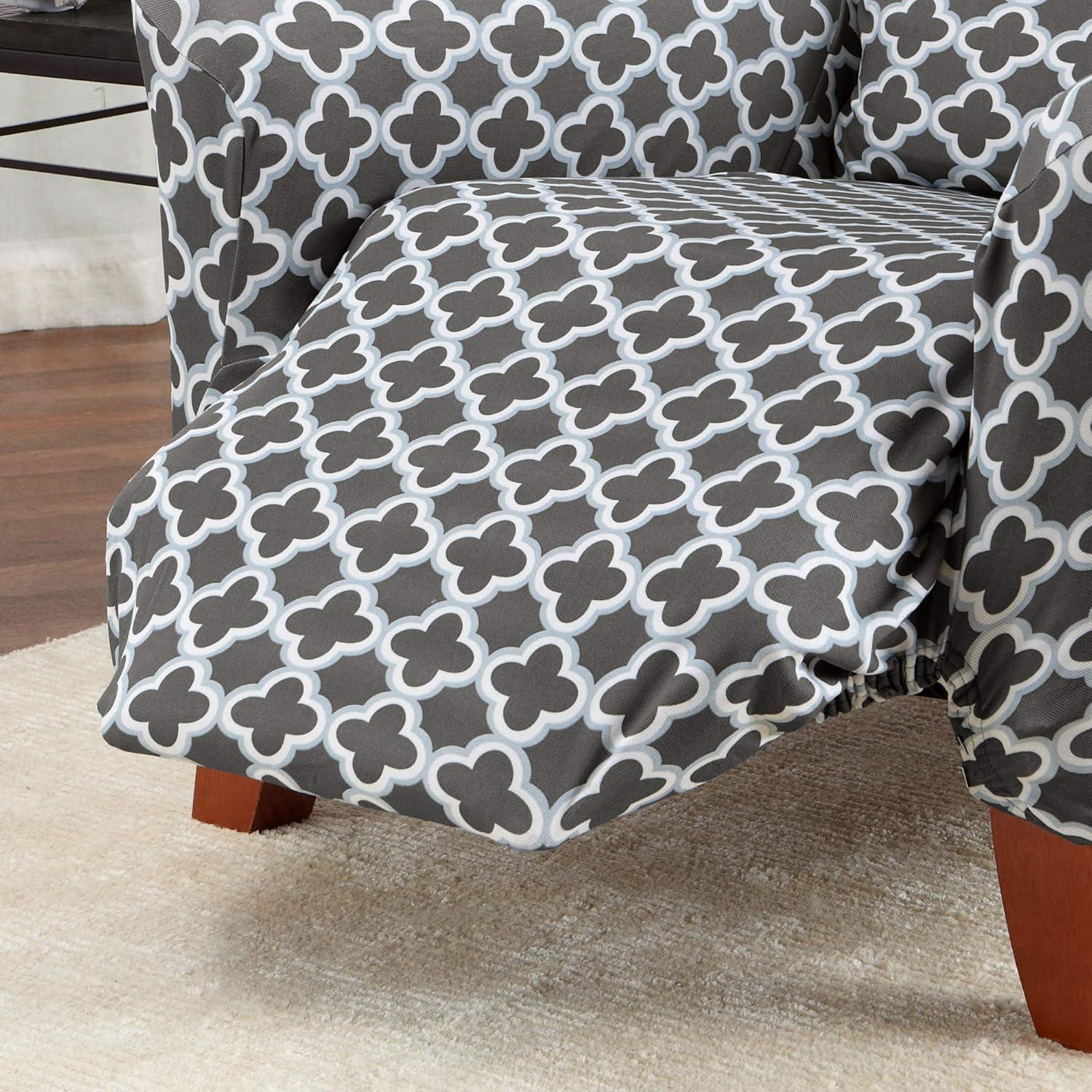 Great Bay Home 1-Piece Velvet Plush Solid Sofa Stretch Slipcover, White