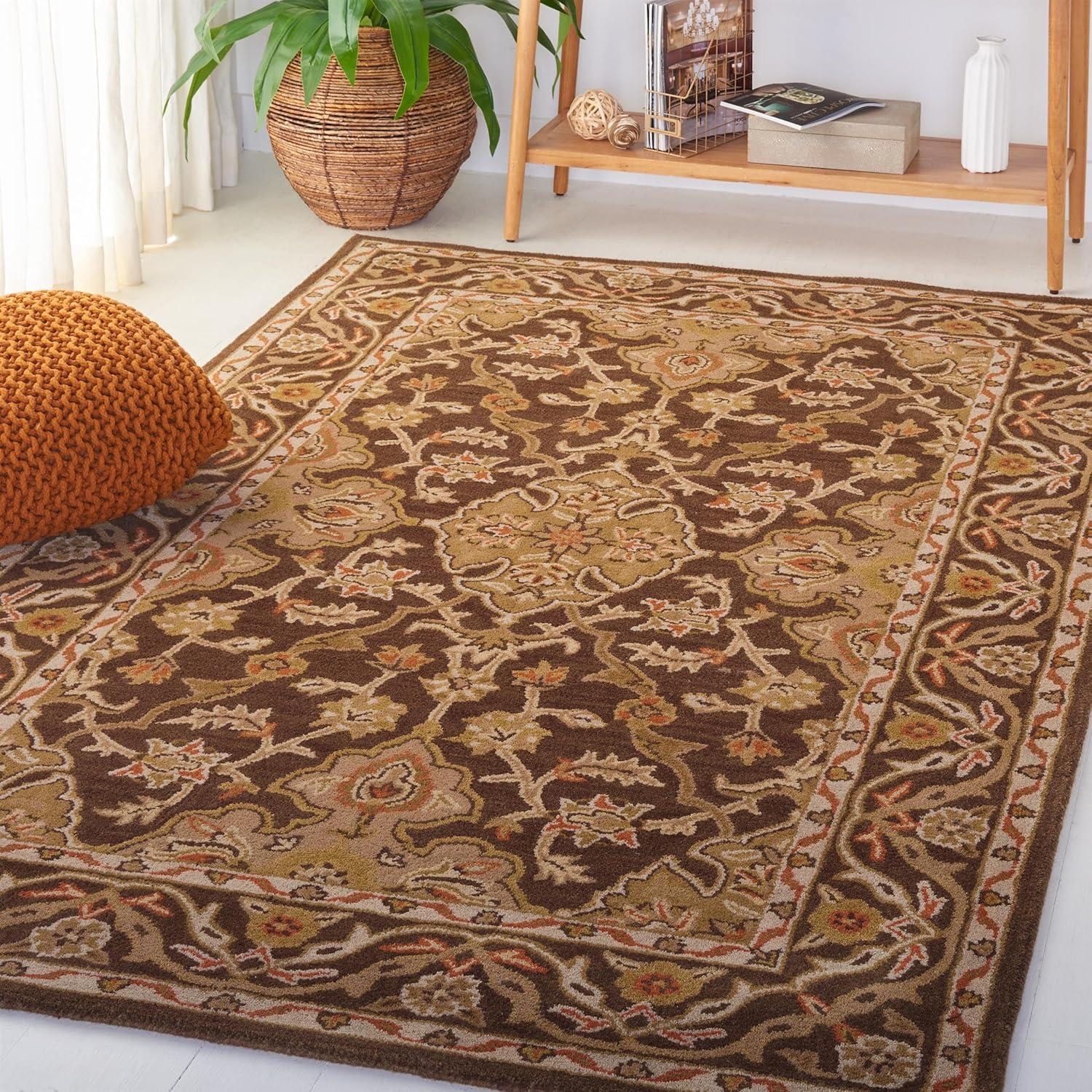 Classic Brown Multicolor Wool 5' x 8' Area Rug