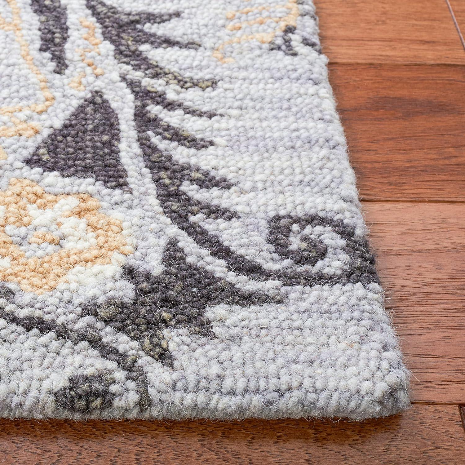 Blossom BLM275 Hand Tufted Area Rug - Grey/Yellow - 4'x6' - Safavieh.