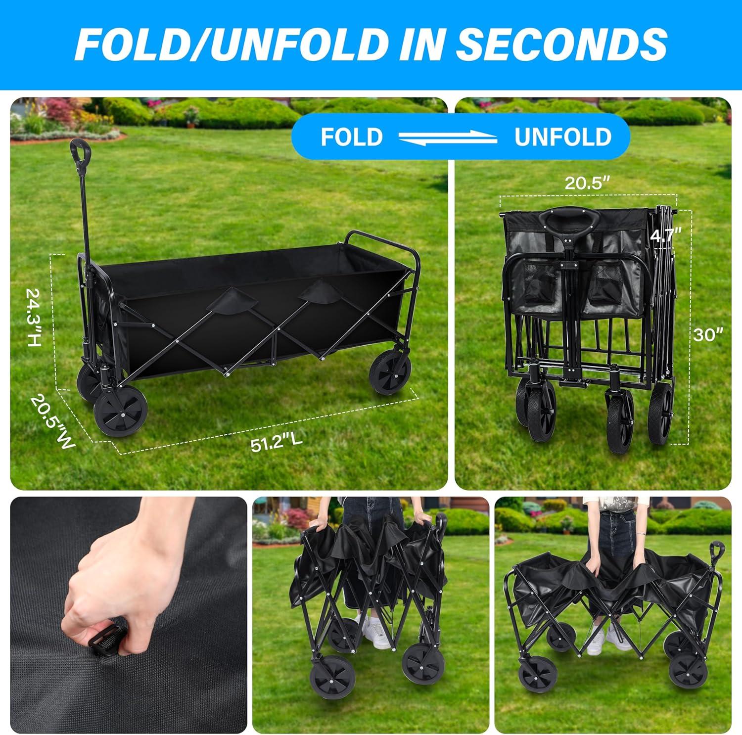 YSSOA 330LBS Folding Outdoor Garden Cart Wagon Camping Cart