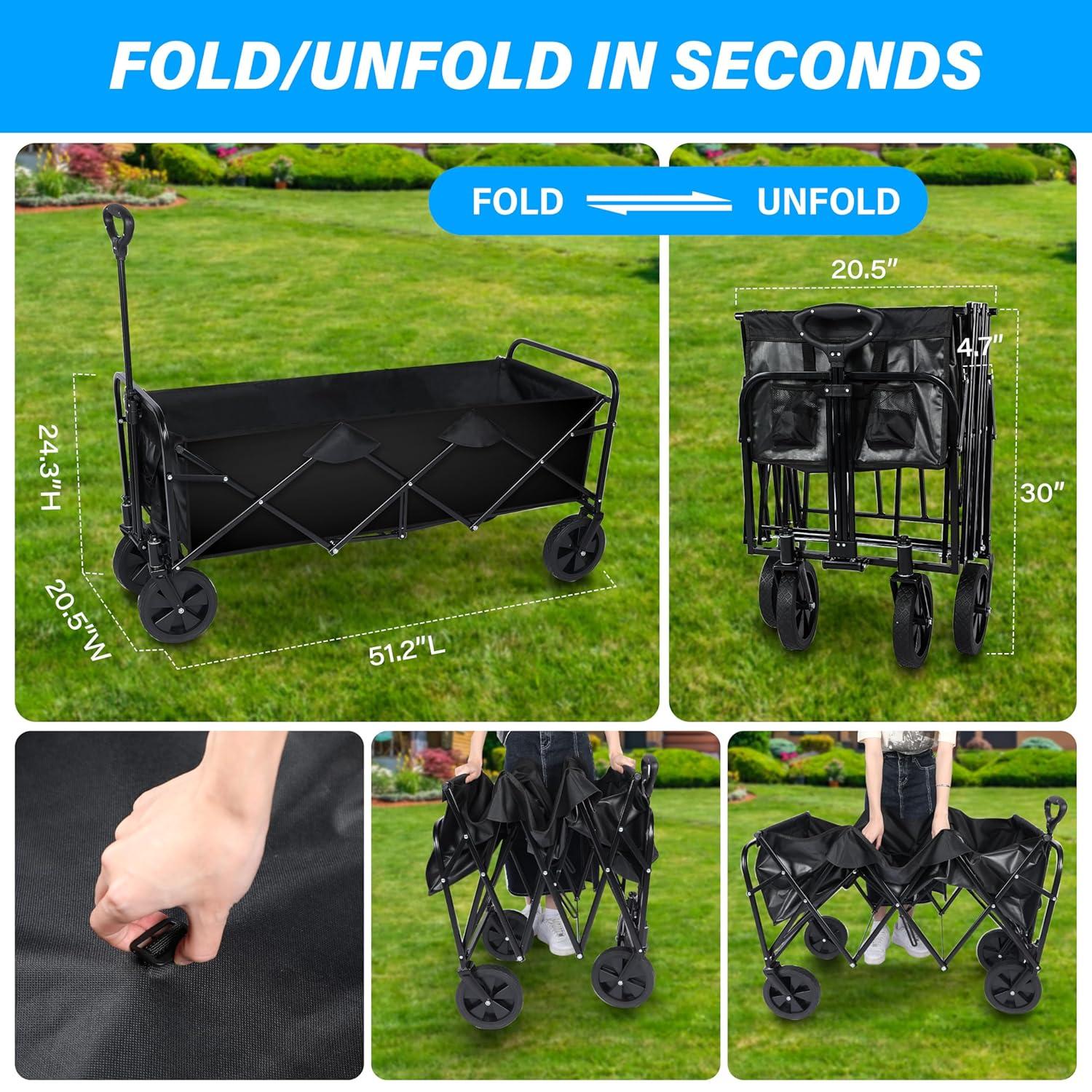 YSSOA 330LBS Folding Outdoor Garden Cart Wagon Camping Cart