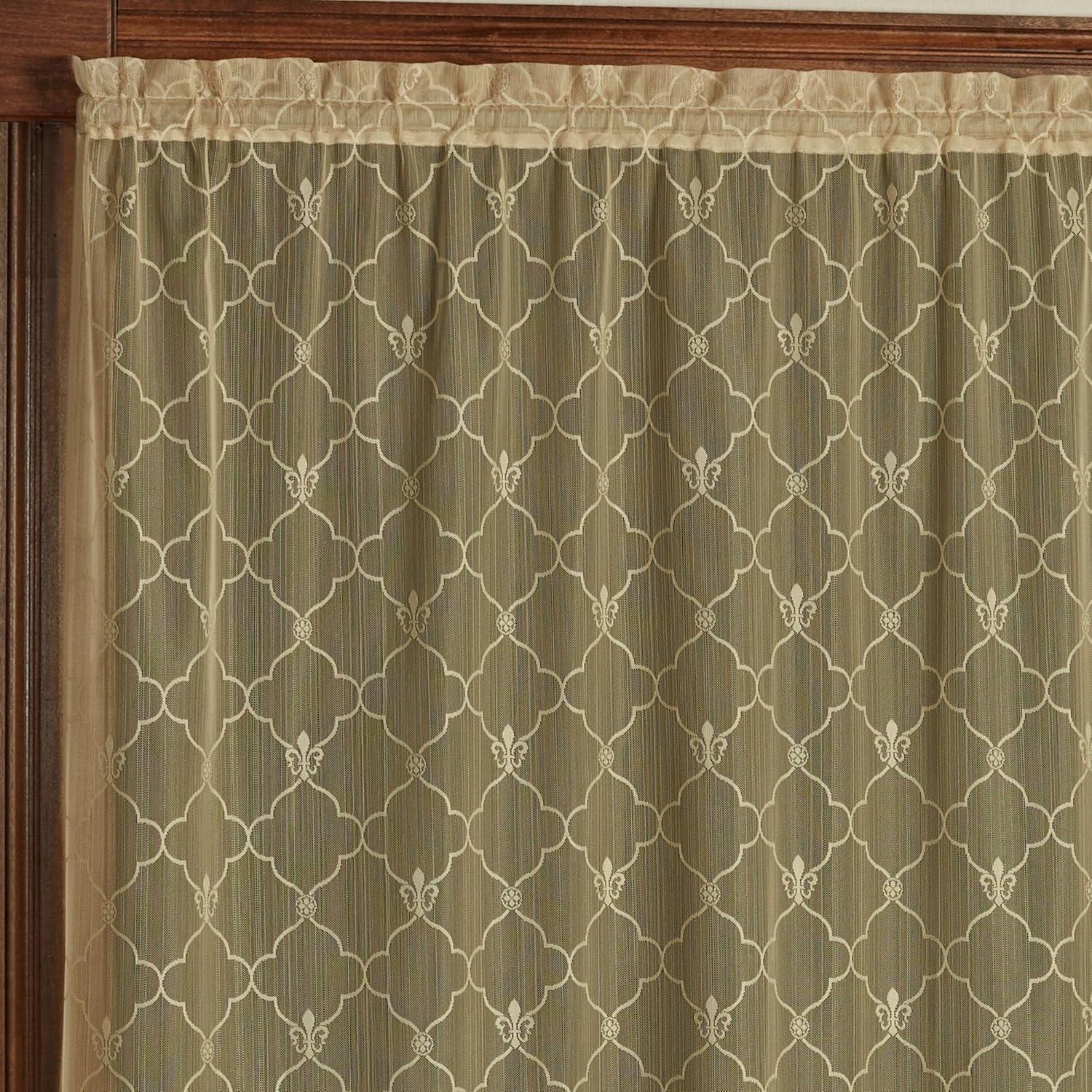 Victorian Fleur de Lis Lace Window Treatment Scalloped Valance 56 x 23 Inches