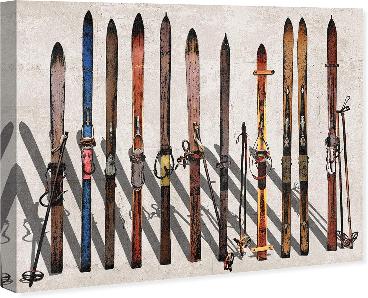 Art Remedy " Sports And Teams Vintage Skis, Modern & Contemporary Brown " by Oliver Gal