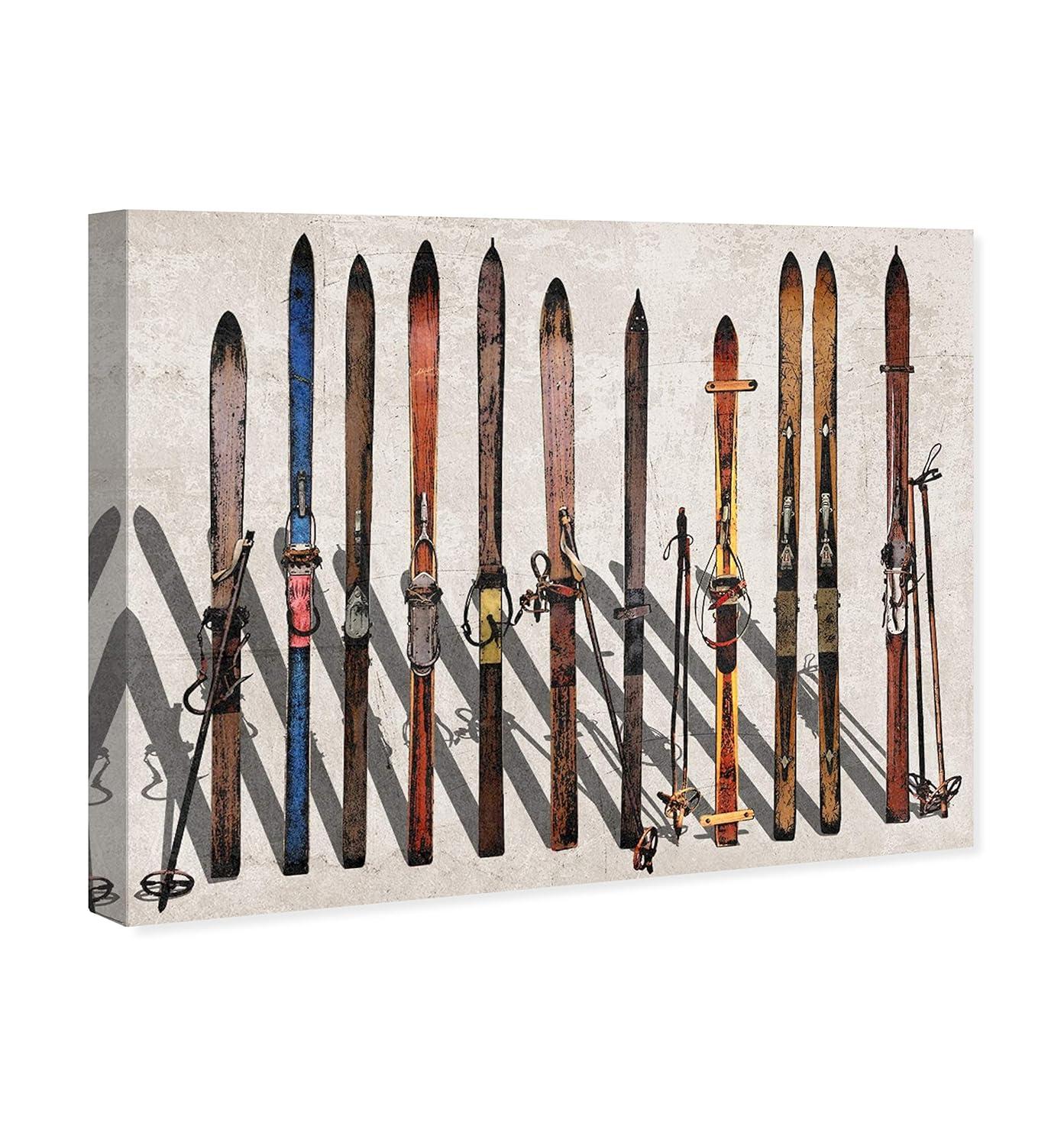 Art Remedy " Sports And Teams Vintage Skis, Modern & Contemporary Brown " by Oliver Gal