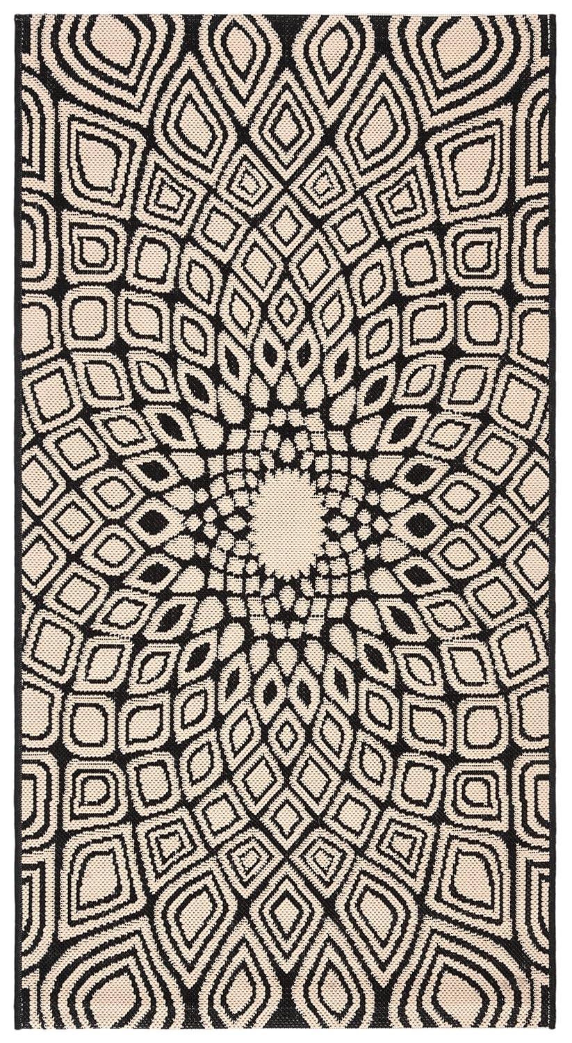Courtyard CY6616 Power Loomed Indoor/Outdoor Accent Rug - Black/Beige - 2'x3'7" - Safavieh.