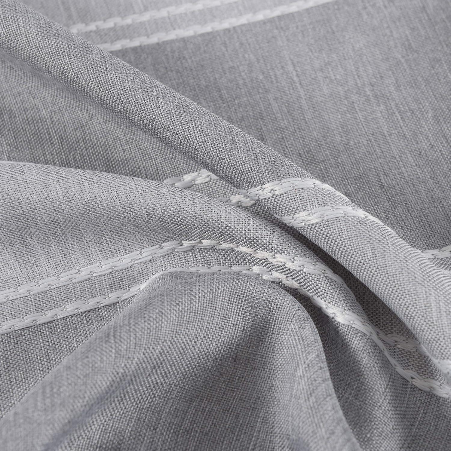 Dainty Home Madison Striped Textured Embossed Weaved Striped Cotton Feel Designed Fabric Shower Curtain 70W x 72L in Silver