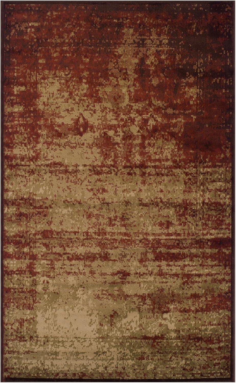 Superior Afton Acid Wash Modern Indoor Area Rug, Auburn, 4' x 6'