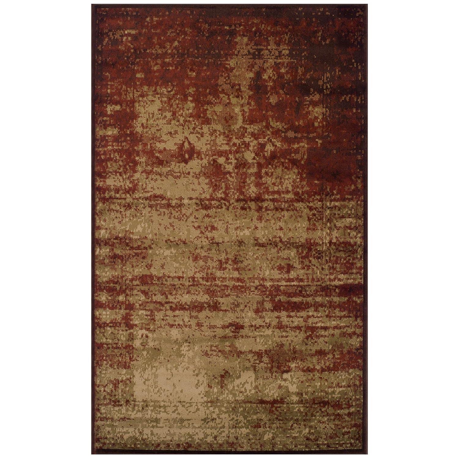 Superior Afton Acid Wash Modern Indoor Area Rug, Auburn, 4' x 6'