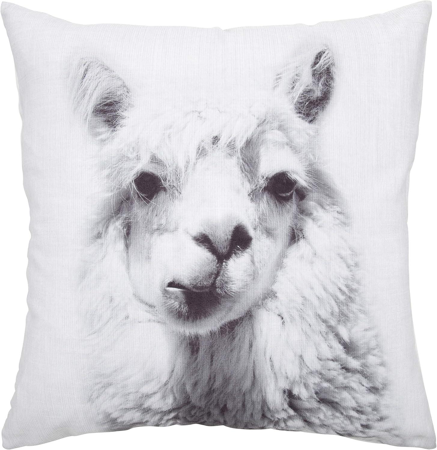 Kate and Laurel Como Alpaca Print Throw Pillow Cover, 18x18, White