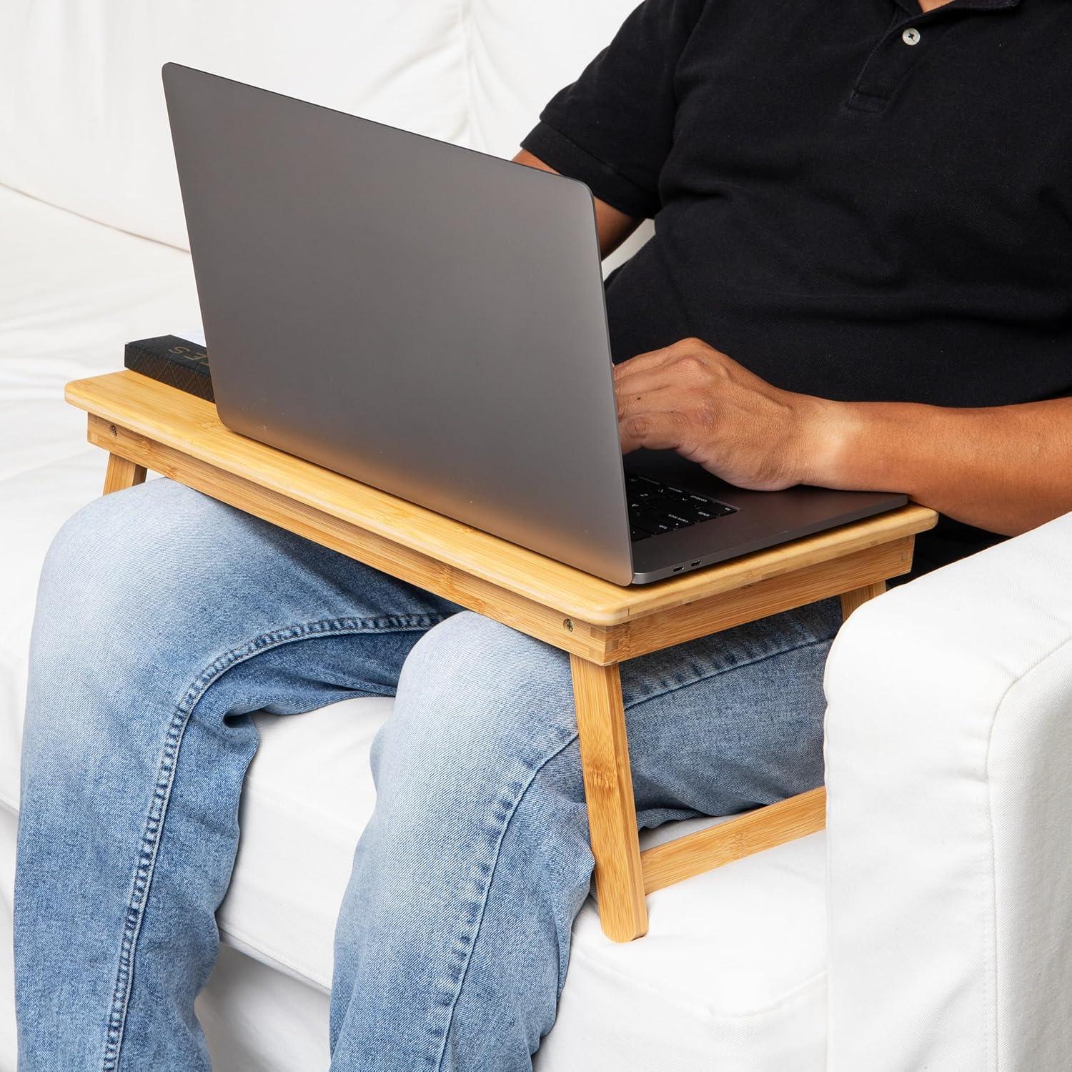 Bamboo Adjustable Laptop Bed Tray with Folding Legs