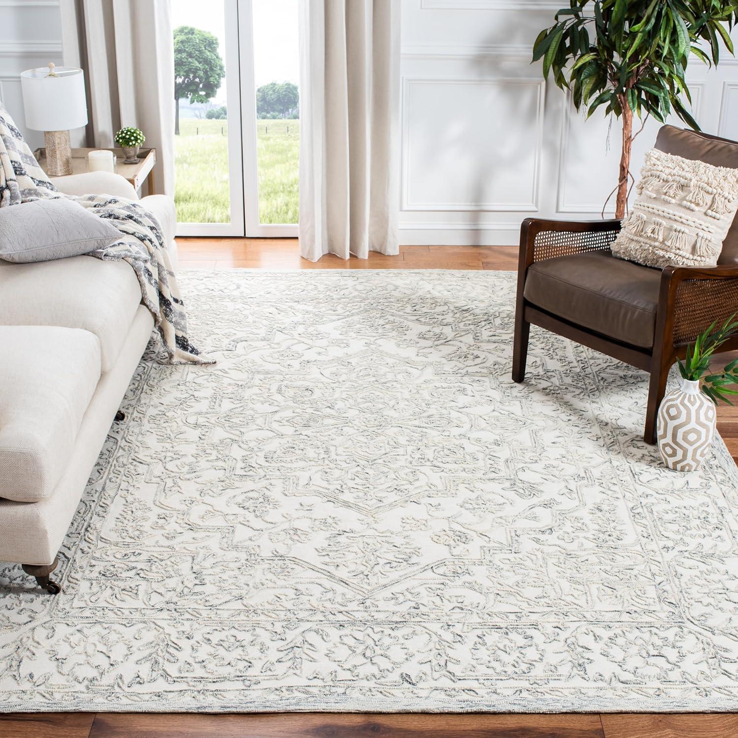 Trace TRC302 Hand Tufted Area Rug - Ivory/Charcoal - 8'x10' - Safavieh.