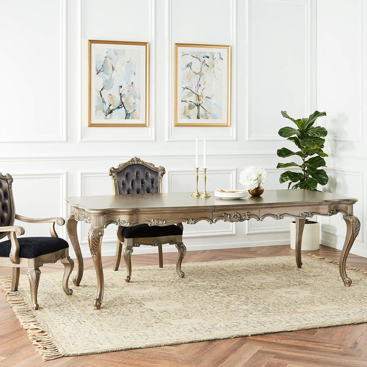 ACME Chantelle Dining Table, Antique Platinum