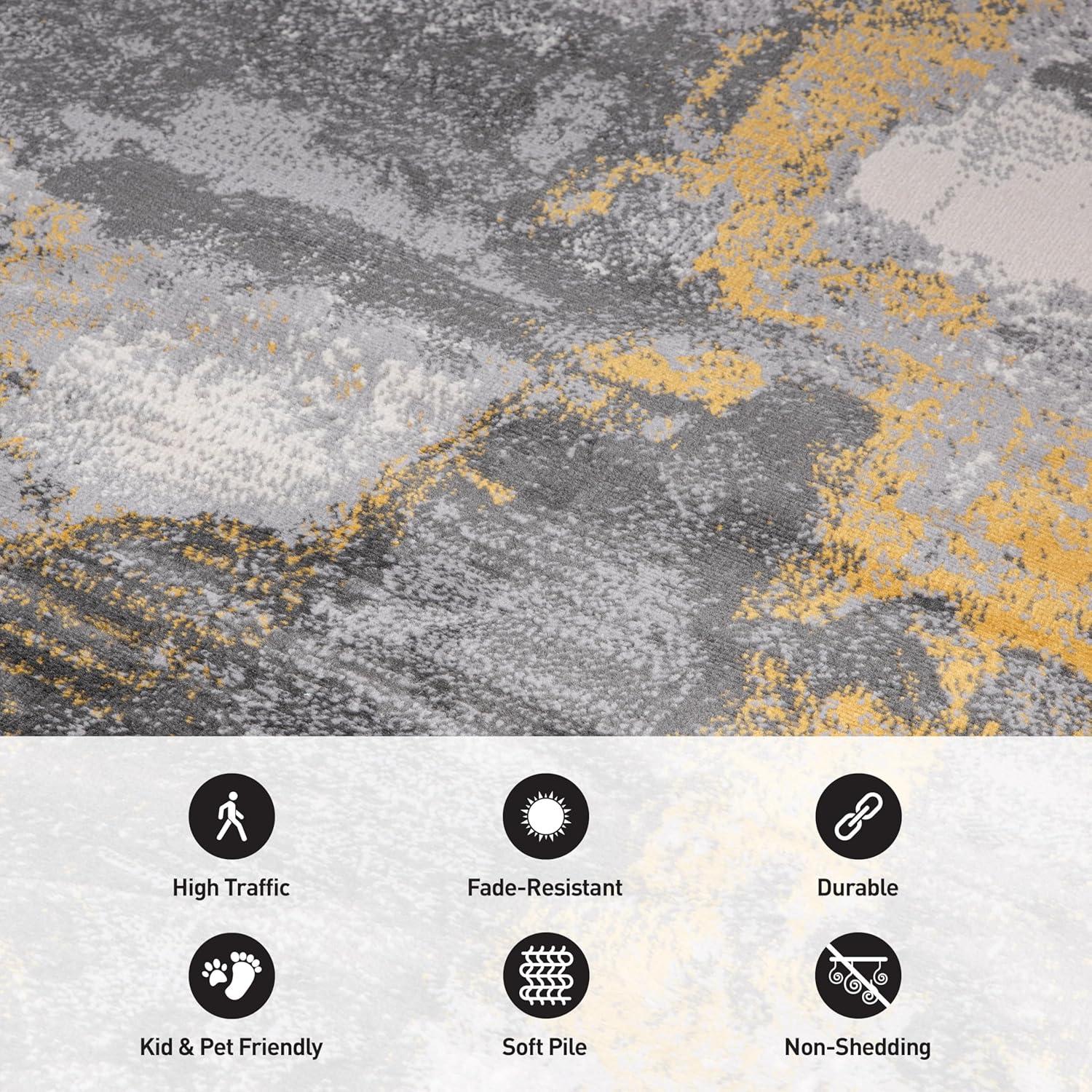 World Rug Gallery Brighton Modern Abstract Area Rug - Yellow 2'x3'